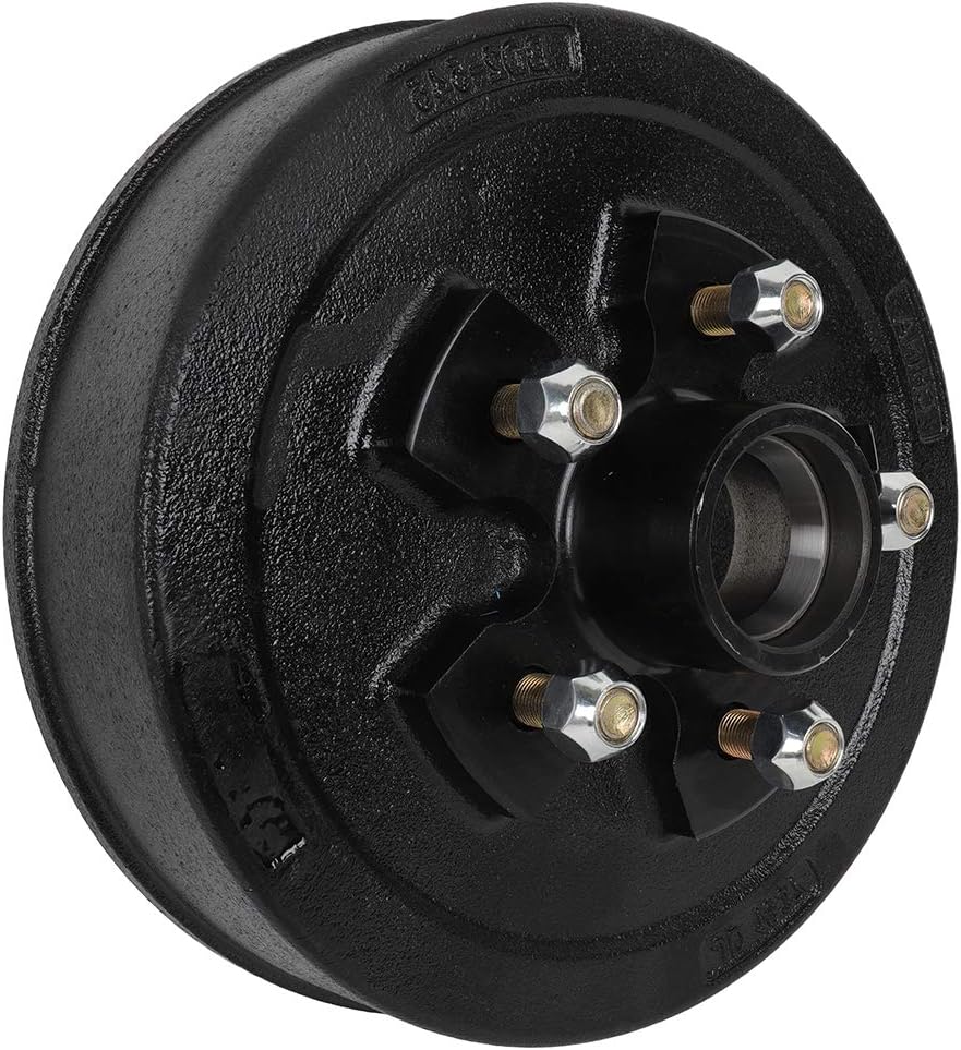 ECCPP Boat Trailer Brake Drum Hub Kit 10 x 2 1/4 5 Bolt 1 1/16 x 1 3/8 44649 x 68149 Black Tapered Spindle 3500lb