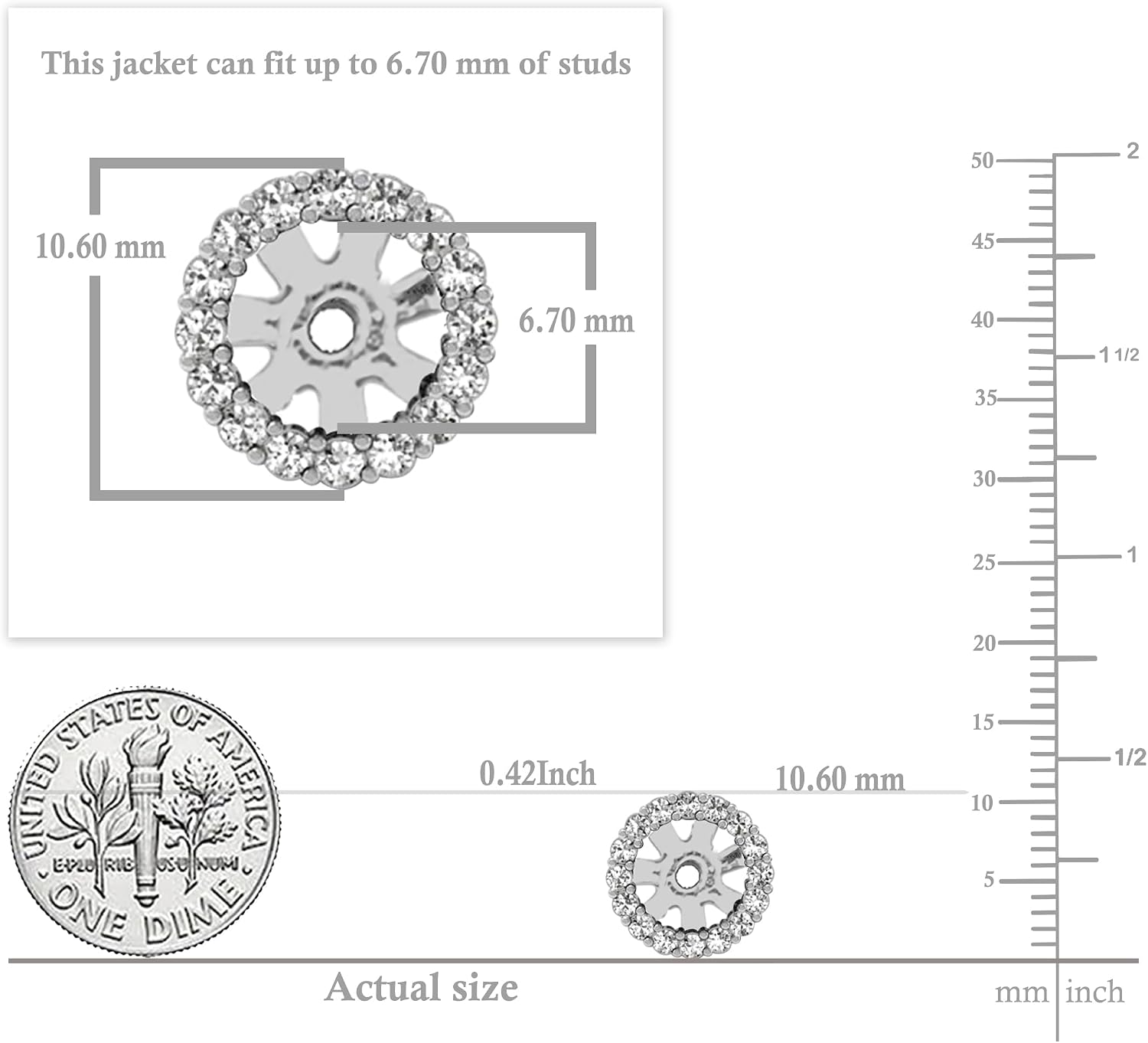 Dazzlingrock Collection 0.40 Carat (ctw) 14K Round White Diamond Cluster Style Removable Jackets for Stud Earrings, White Gold