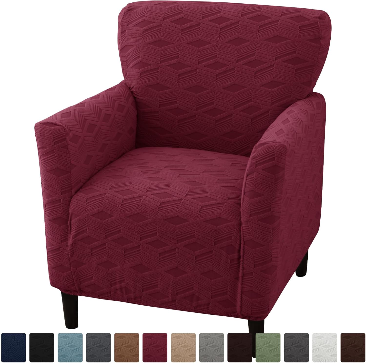 Stretch Modern Banquet Armchair Slipcover 1-Piece Accent Chair Covers with Arms Soft Chair Slipcovers for Living Room Armchair Furniture Protector Office Reception Reading Sofa (Wine red)