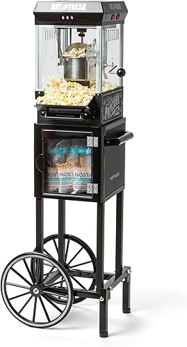 Miniatura 11 de Nostalgia Máquina para hacer palomitas de maíz - Carrito profesional con caldera de 2.5 onzas que hace hasta 10 tazas - Máquina de palomitas vintage