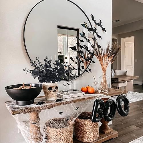 Miniatura 5 de Laelfe 6 tallos de eucalipto artificiales negros, ramas de hojas de eucalipto artificiales negras de 14 pulgadas, tallos de eucalipto negro falso