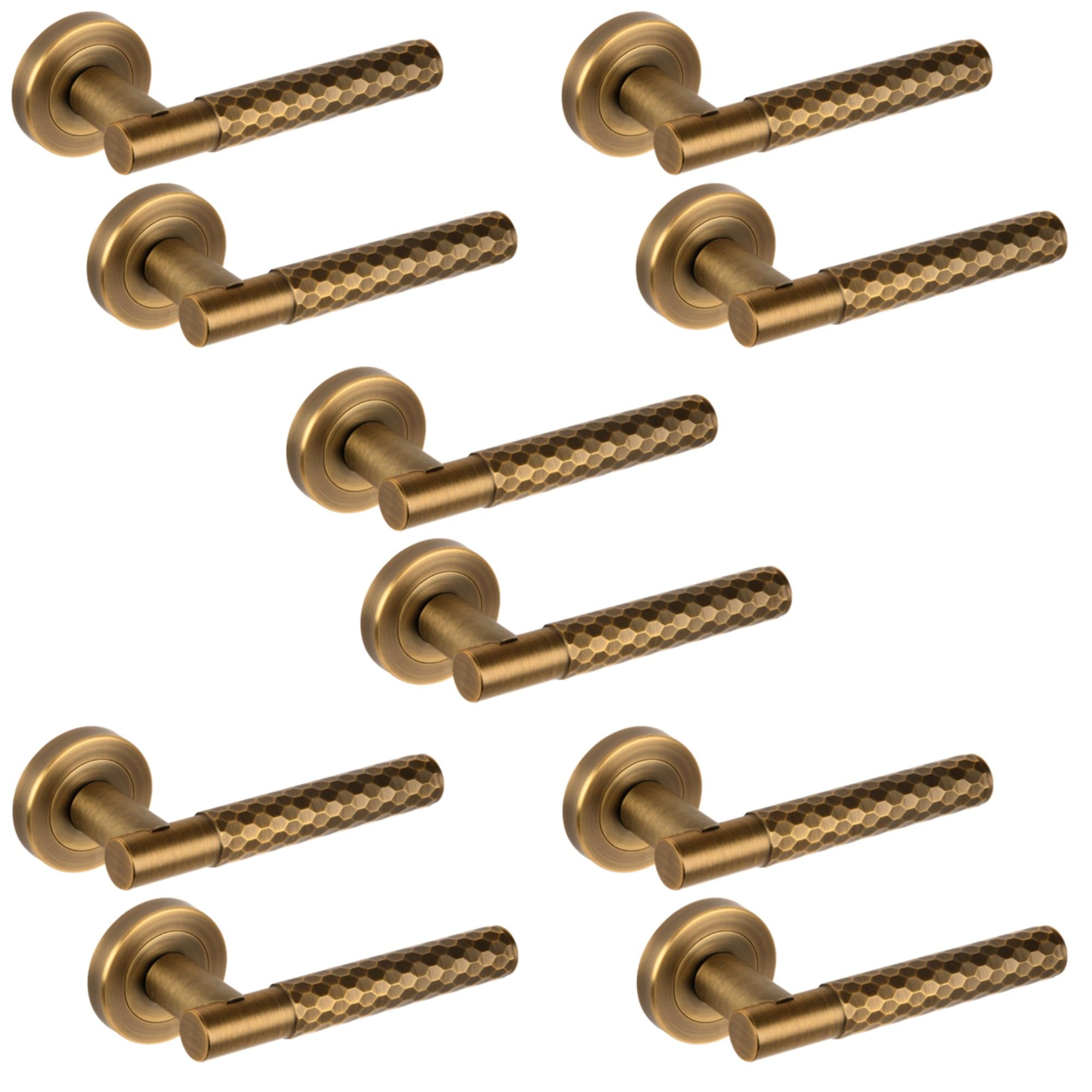 Hunta Matt Bronze Handlezone® 5 Sets Roca Diamond Cut Knurled Lever On Round Rose Door Handles, Internal Passage Latch Handles