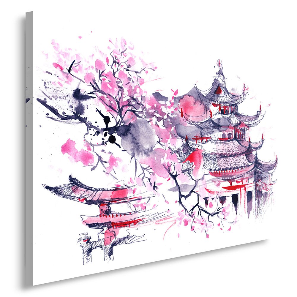Tableau imprimé sur toile cerisier japonais violet pour salon moderne 60x80