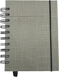Agenda Permanente Capa Dura Espiral, 160 folhas, Com Elástico, Sem data, Marcador de Página. 14X10 cm.
