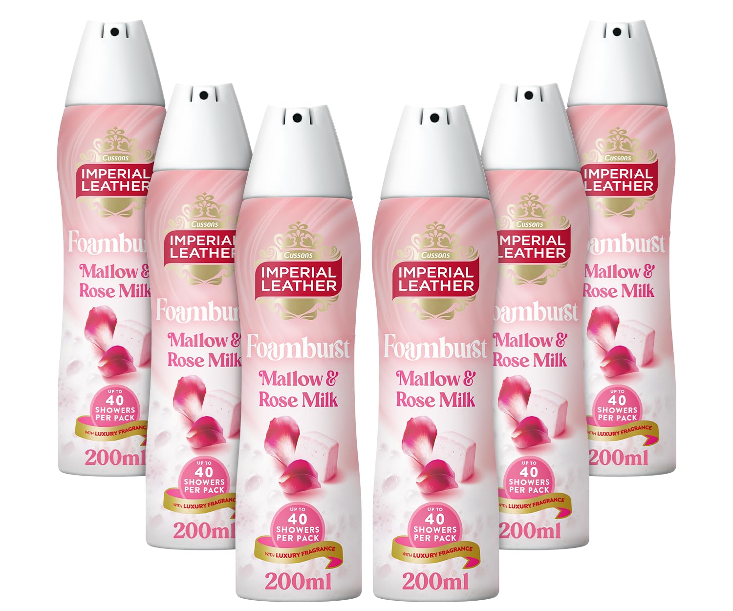 " Foamburst - Pampering Body Wash, 'Mallow & Cherry Blossom Fragrance with Luxurious Foam - Gentle Skin Care Bulk Buy (6 X 200ml) "