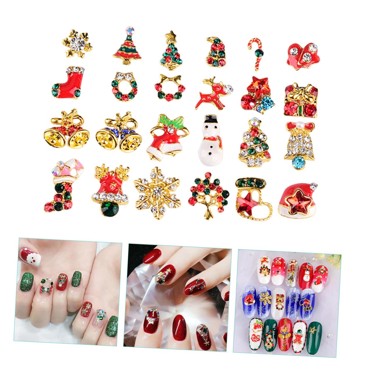 Didiseaon 5 Set Adesivi Per Unghie Natalizi Ciondoli Per Unghie Da Donna Manicure Decorativa Decorazioni Per Unghie Fai Da Te Gioielli Per Unghie Decorazione Per Unghie Lega Pezzi * 5