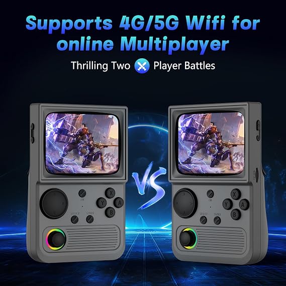 Retro Handheld Game Console, Portable Retro Gaming Console with 3.5 CRT-Inspired Screen, 3500mAh Arcade Classics, WiFi Network Battling, 64GB (Gray)