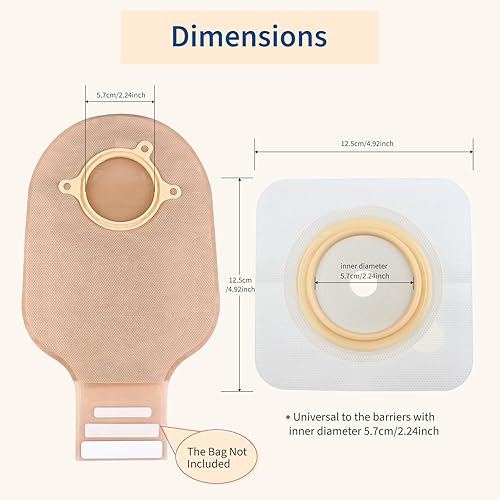 Miniatura 6 de Paquete de 10 barreras cutáneas para bolsas de colostomía de dos piezas, barrera para la ostomía con borde no tejido, cortadas para ajustar, 2.362