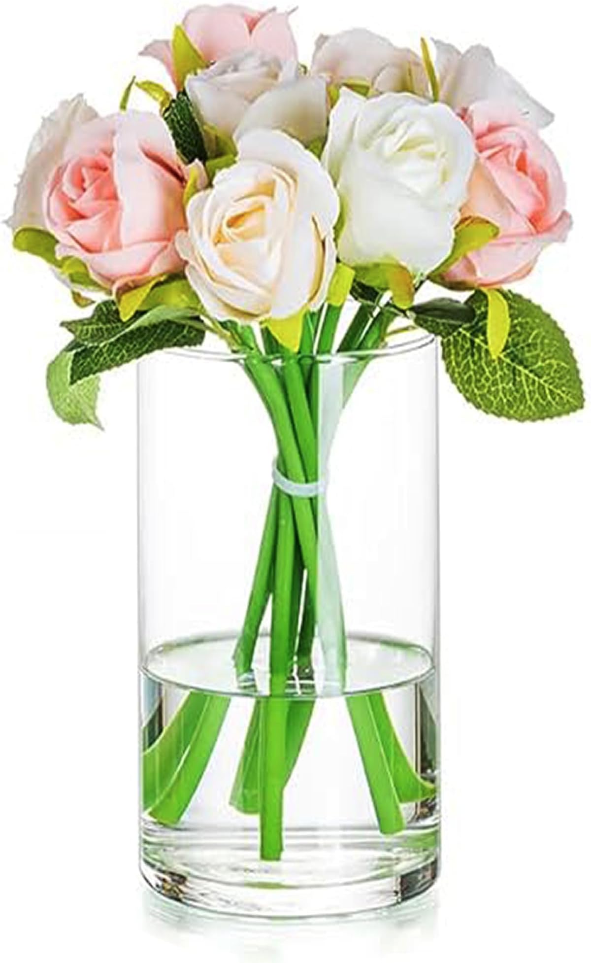 volila Glass Cylinder Vase - 10cm Wide x 20cm Tall Glass Vase for Living Room and Dining Table Centerpiece - Crystal Clear Vase for Modern Style Home, Office and Wedding Decor