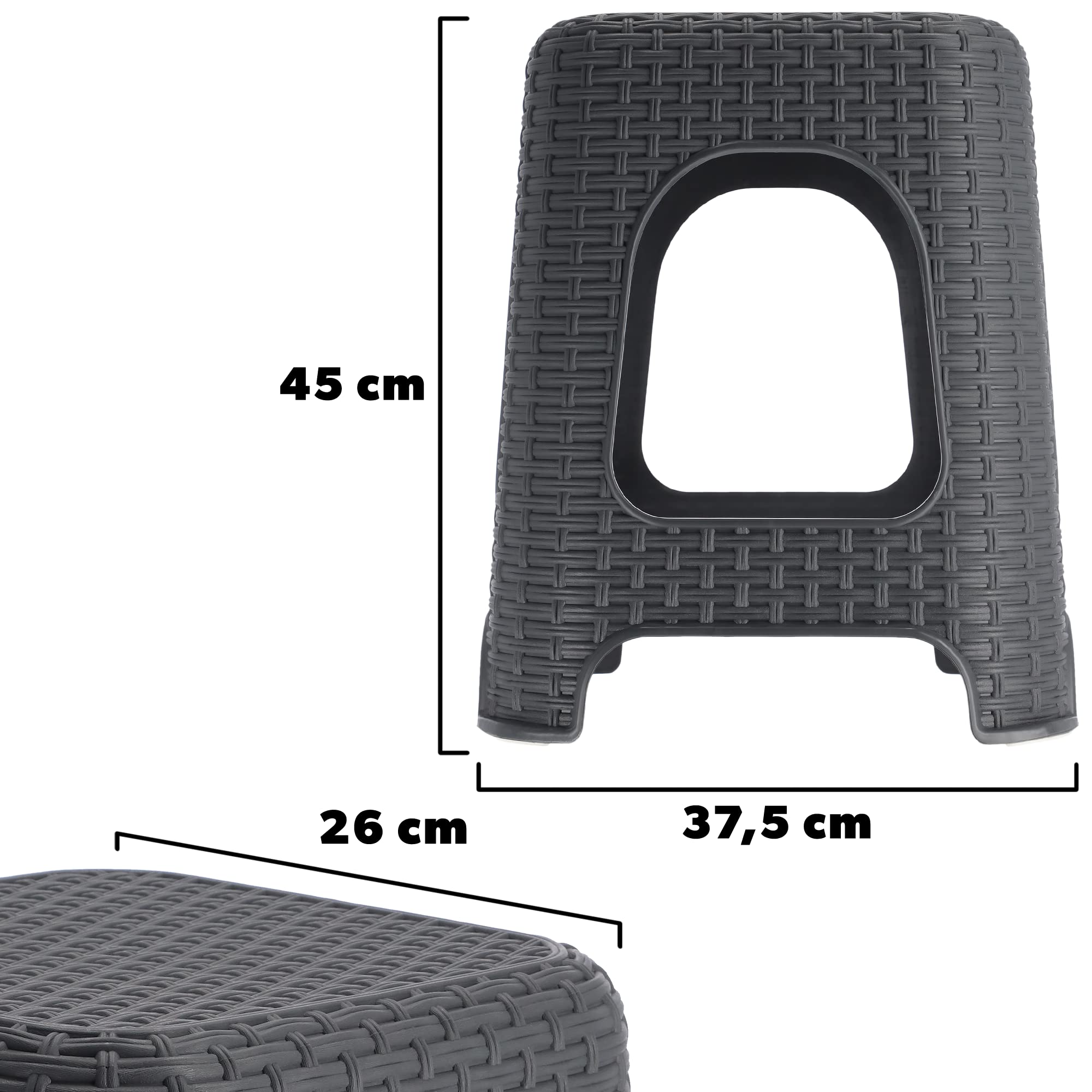 KADAX Sgabello Basso in Plastica Resistente e Leggera per Uso Interno ed Esterno con Seduta Comoda e Base Antiscivolo, Fino a 120 kg (Antracite)