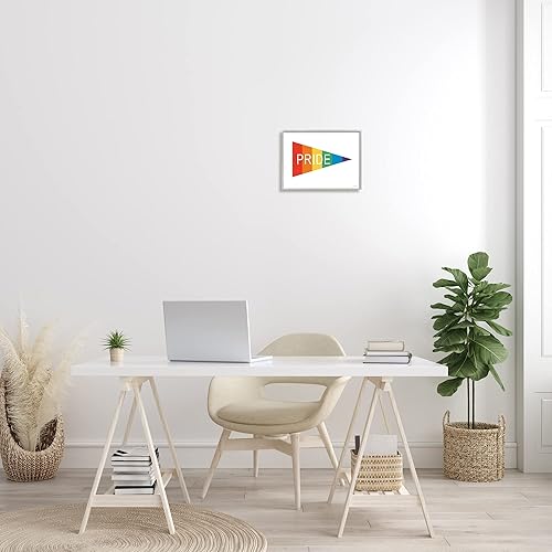 Miniatura 2 de Stupell Industries Pride Phrase Rainbow Stripe - Bandera triangular con forma de banderín, diseñada por arte de pared enmarcado con letras y