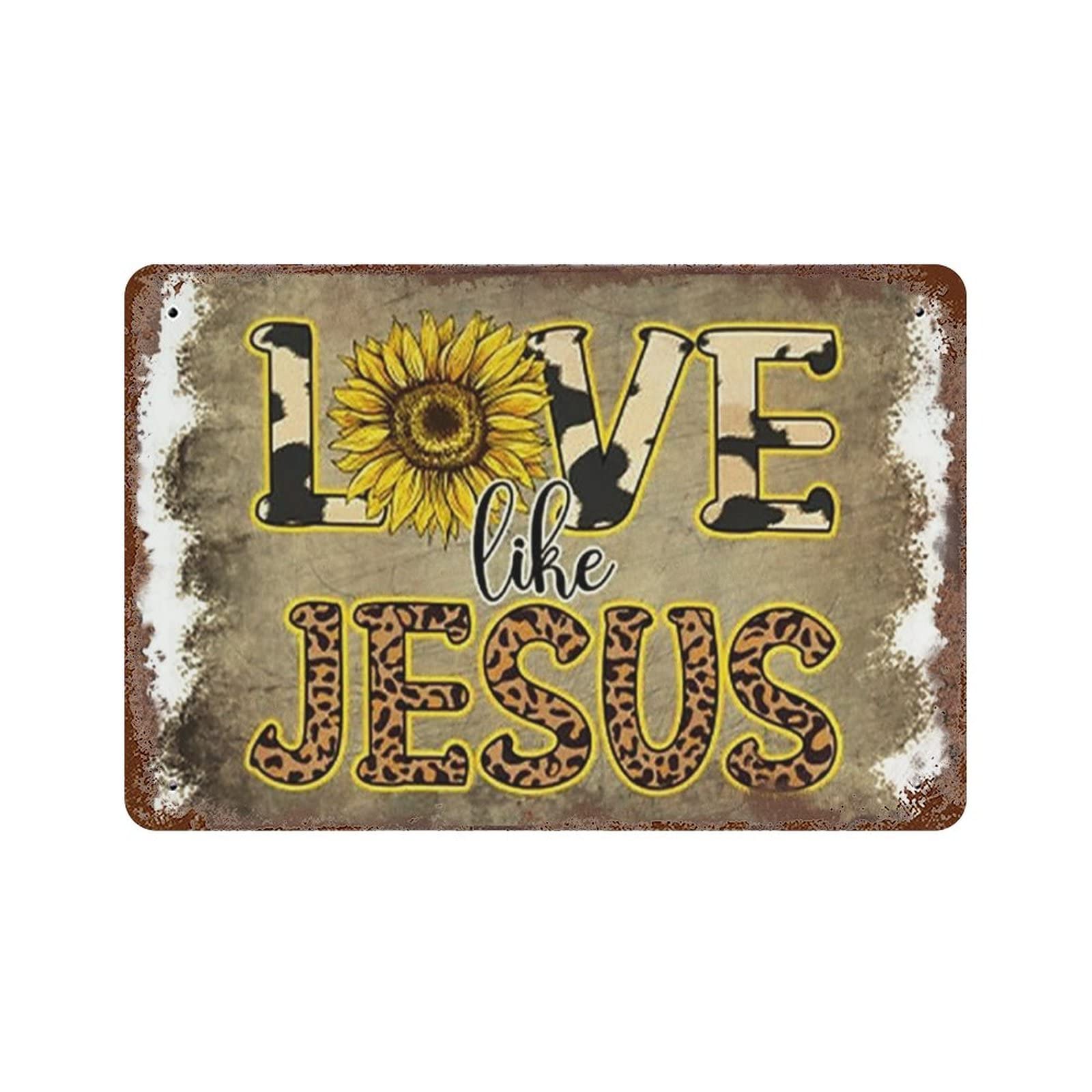 AOOEDM Love Jesus Tin Metal Sign Wall Decor Funny Inspirational Quote Wall Art Sign Vintage Tin Signs For Home Coffee Bar Man Cave Sign Pub Poster