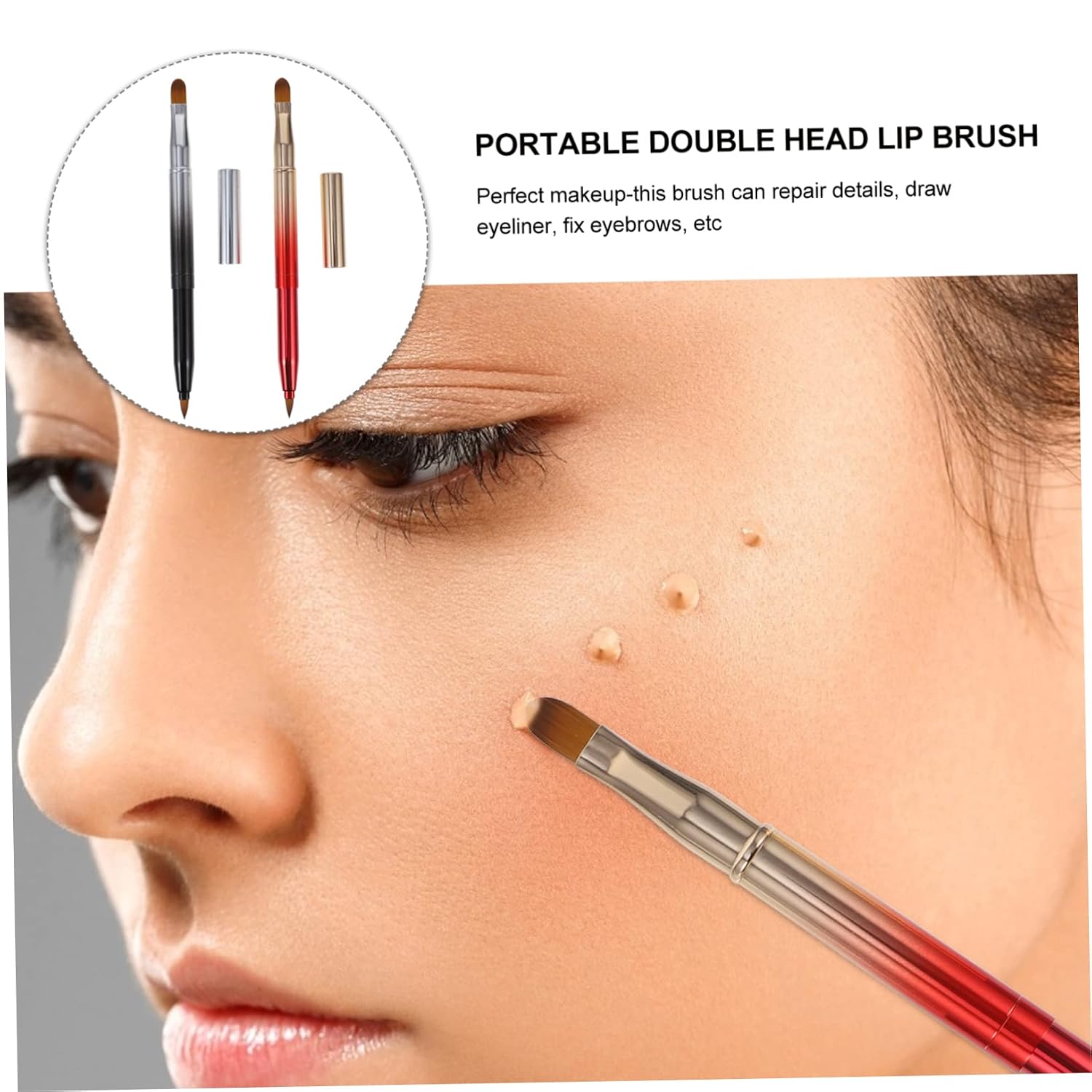 Mipcase 4pcs Brushes for Makeup Double Sided Retractable Lip Brush Versatile Cosmetic Tool for Women