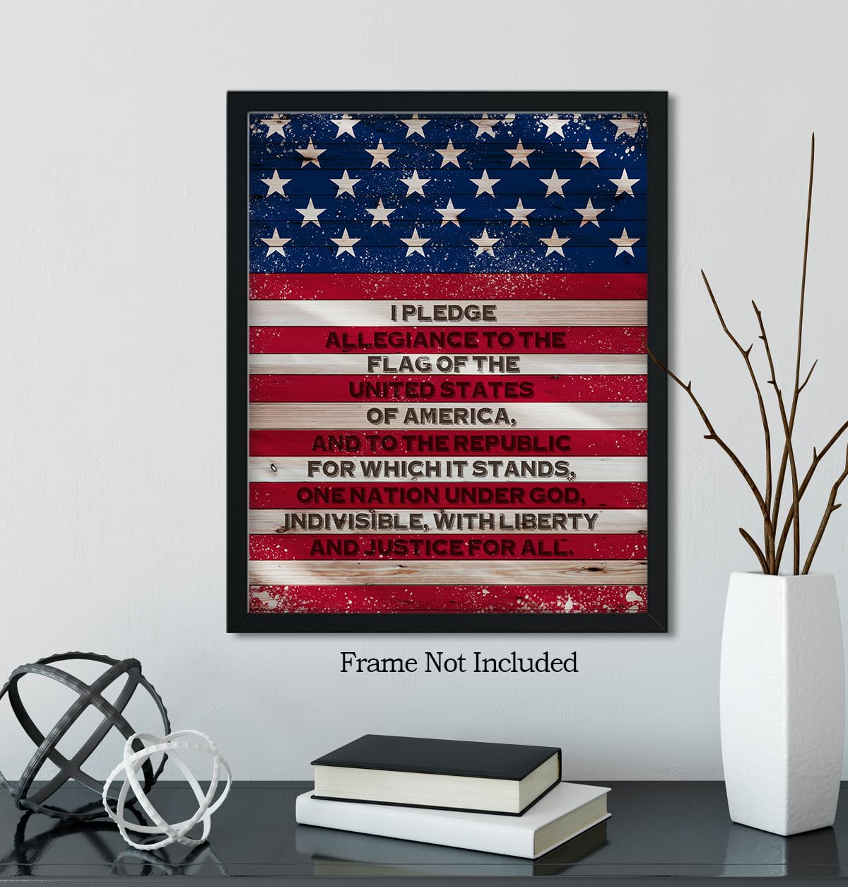 Targa In Metallo Con Bandiera Americana E Scritta 'I Pledge Allegiance' – Retrò 20x30 Cm - 2