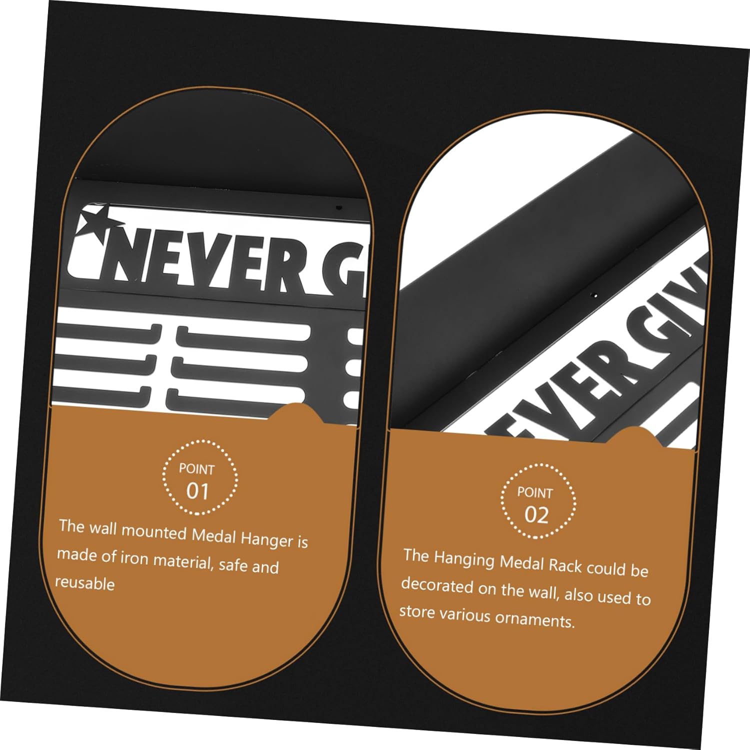 Medal Trophy Display Shelf Hooks Wall-Mounted Medal Hanger for Sports Awards Versatile Rack for Gymnastics Soccer and More Easy to Install and Space-Saving Design