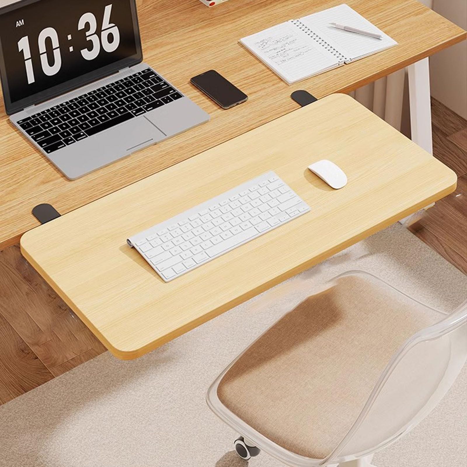 Zenithuxe Ergonomics Desk Extender Tray.Foldable Keyboard Drawer Tray.Computer Elbow Arm Support.Extended Space,no Need To Drill Holes,easy Installation.