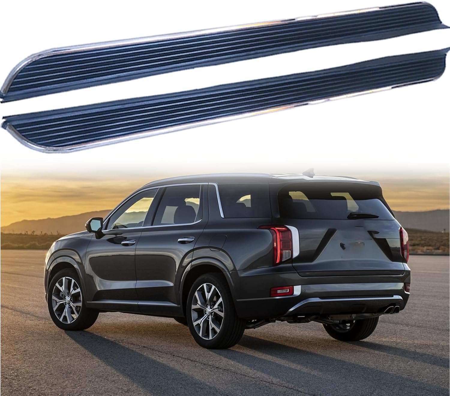2 PCS Running Boards Fits for H Palisade 2019 2020 2021 2022 2023 Black Nerf Bar Side Steps