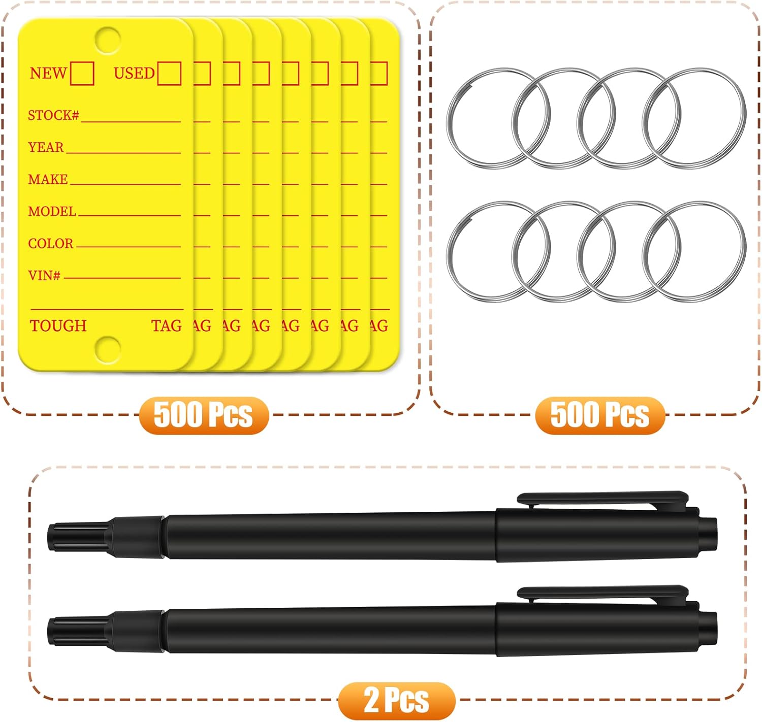 Yexiya 500 Pcs Poly Key Tags Plastic Dealership Car Key Tags with Labels for RV Auto Luggage Accessory(Yellow)