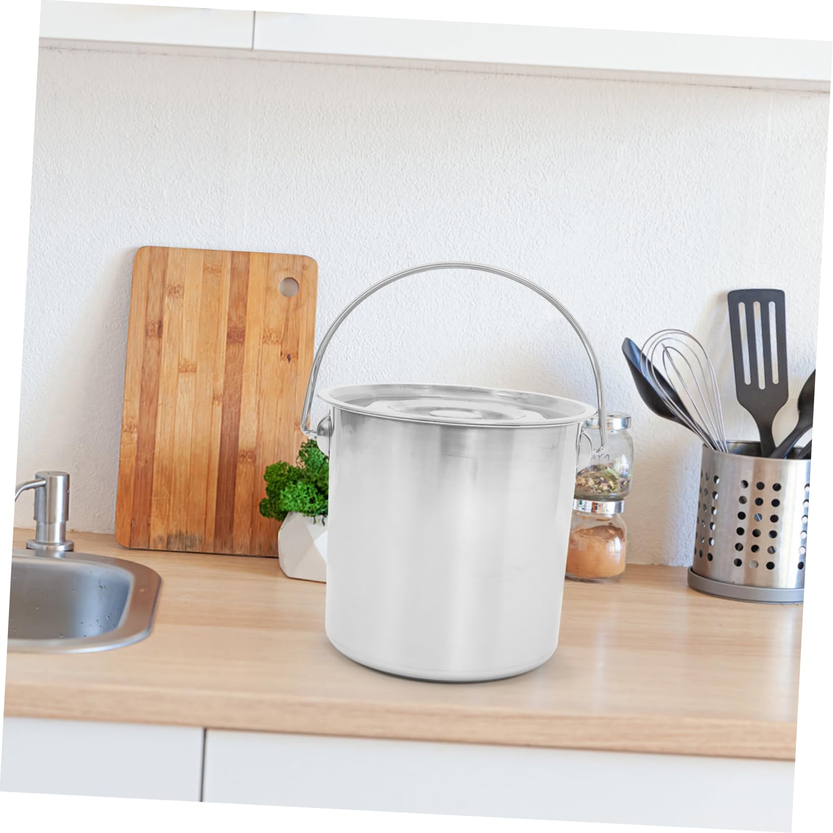 Cabilock Milcheimer Vielseitig Einsetzbar Edelstahl Großer Fassungsvermögen mit Deckel und Griff in Silber für Milch und Andere Flüssigkeiten für Bauernhof und Outdoor