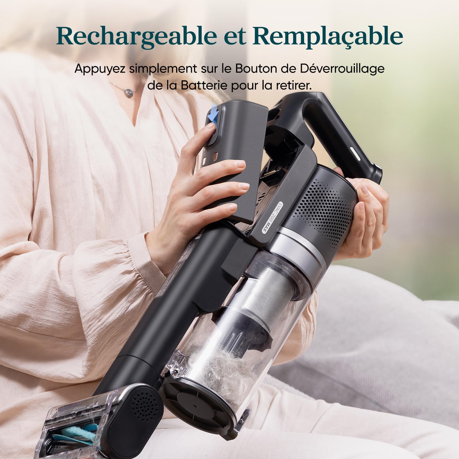 Batterie de Rechange d'origine Levoit pour aspirateur sans Fil LVAC-200 Max, jusqu'à 70 Minutes d'autonomie, 6 Batteries Lithium 3000 mAh, 3 à 4 Heures de Charge, Gris