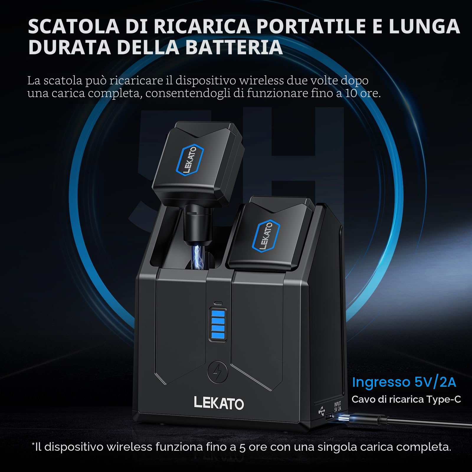 LEKATO Ricevitore Trasmettitore Wireless 5,8GHz per Chitarra Con Scatola Di Ricarica, 4 Canali, Jack Senza Fili per Strumenti Elettrici Di Basso