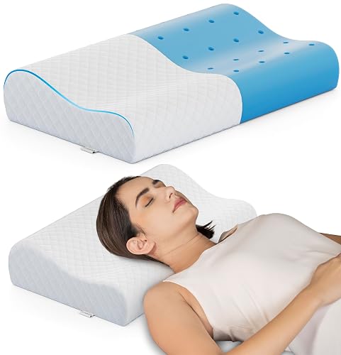 FOVERA Cervical Pillow for Neck Pain | 2 Years Warranty | for Spondylitis Neck & Shoulder Pain, Orthopedic Memory Foam Pillow for Sleeping, Queen, 21 x 13 x 4 Inch, White Jacquard, Pack of 1