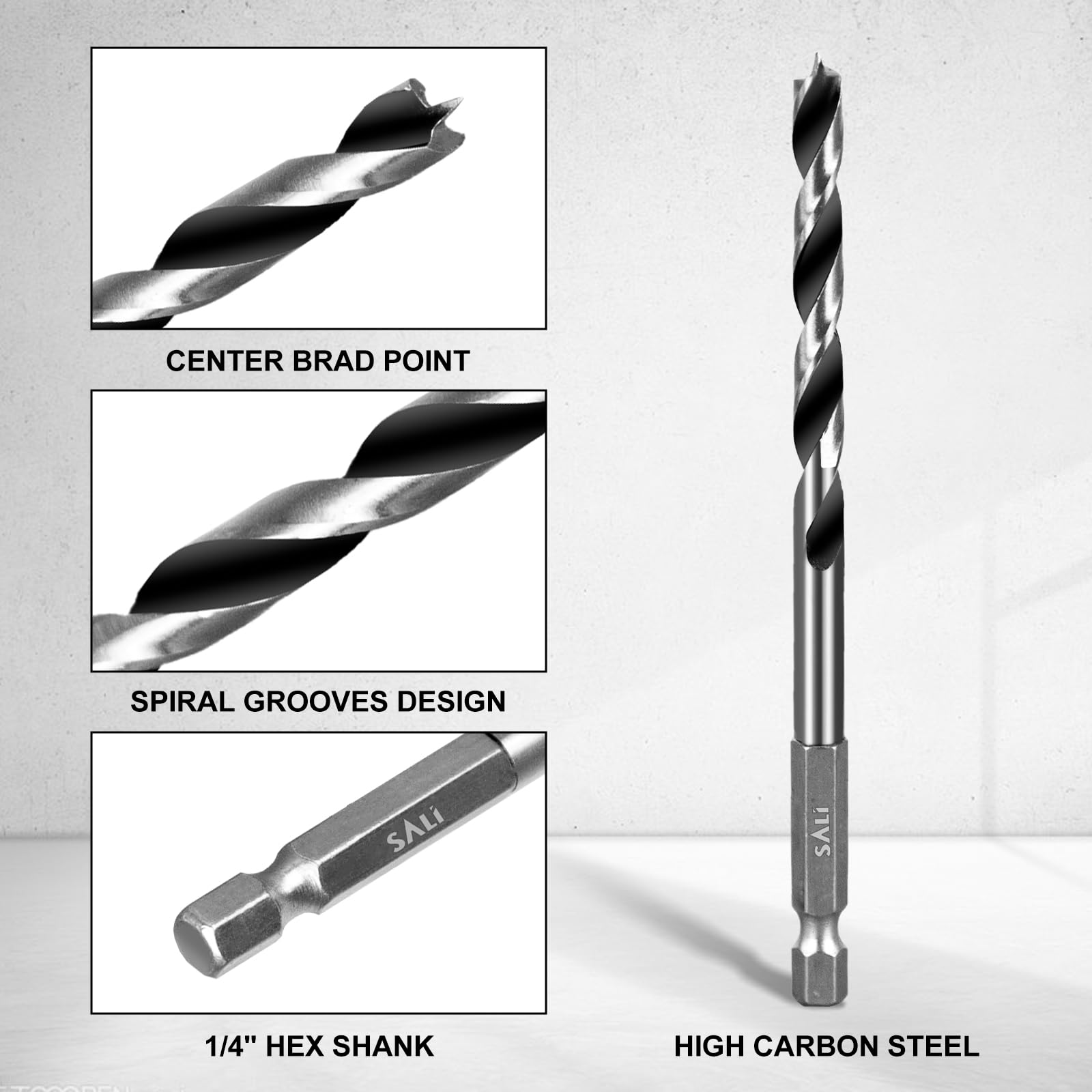 SALI Brad Point Drill Bits - 10 Pcs Wood Drill Set -3