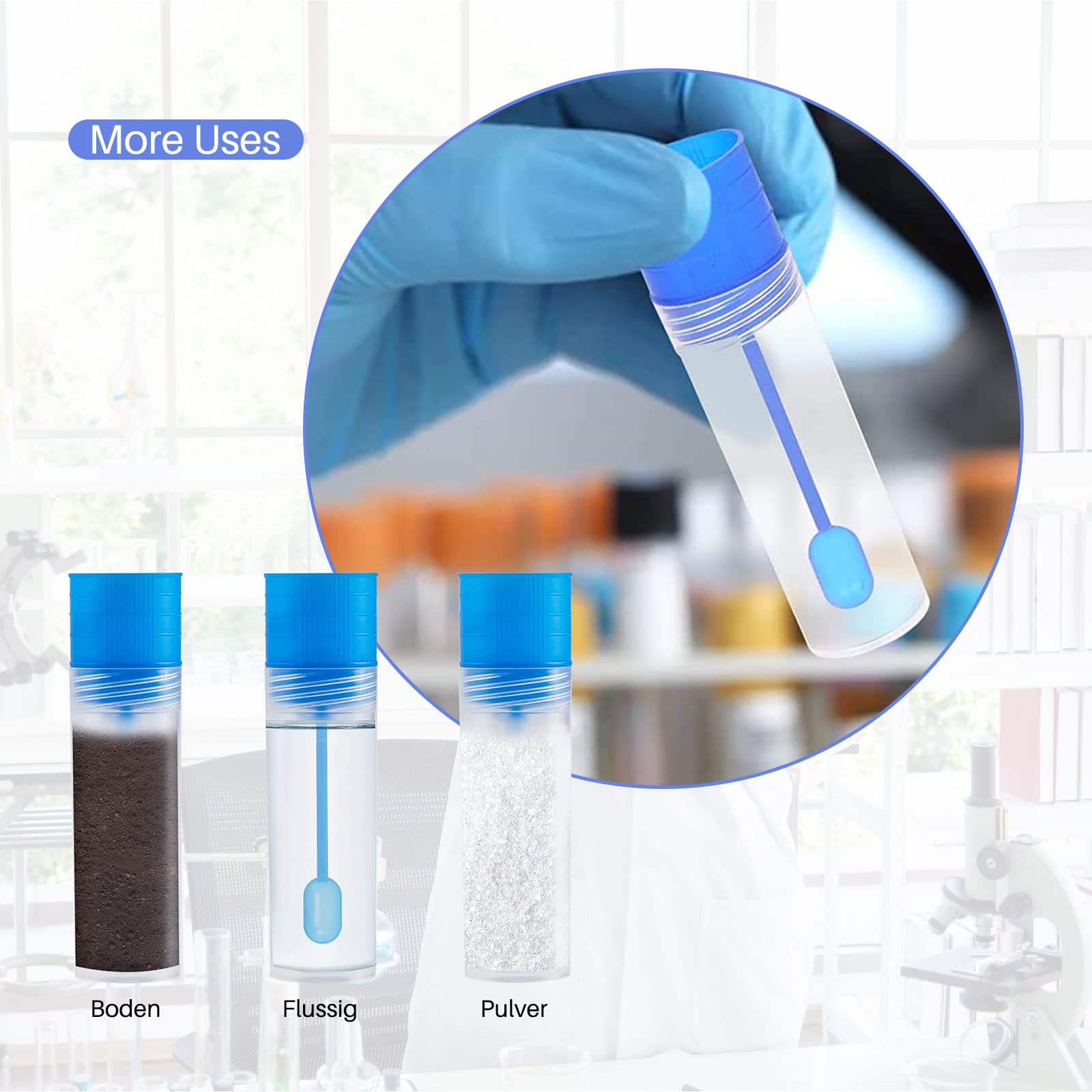 Provette Per Campioni Feci 20pz - Contenitori Con Cucchiaio Per Animali E Laboratorio - Foto 8