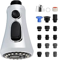 Vista 8 de iFealClear Cabezal de llave de cocina universal desplegable de repuesto, cabezal de llave anti-salpicaduras de 3 funciones para fregadero de cocina