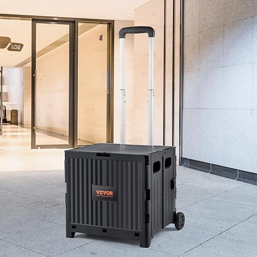 Miniatura 8 de VEVOR Carrito utilitario plegable, capacidad de carga estática de 80 libras, carrito plegable portátil con asa telescópica duradera y resistente y 2