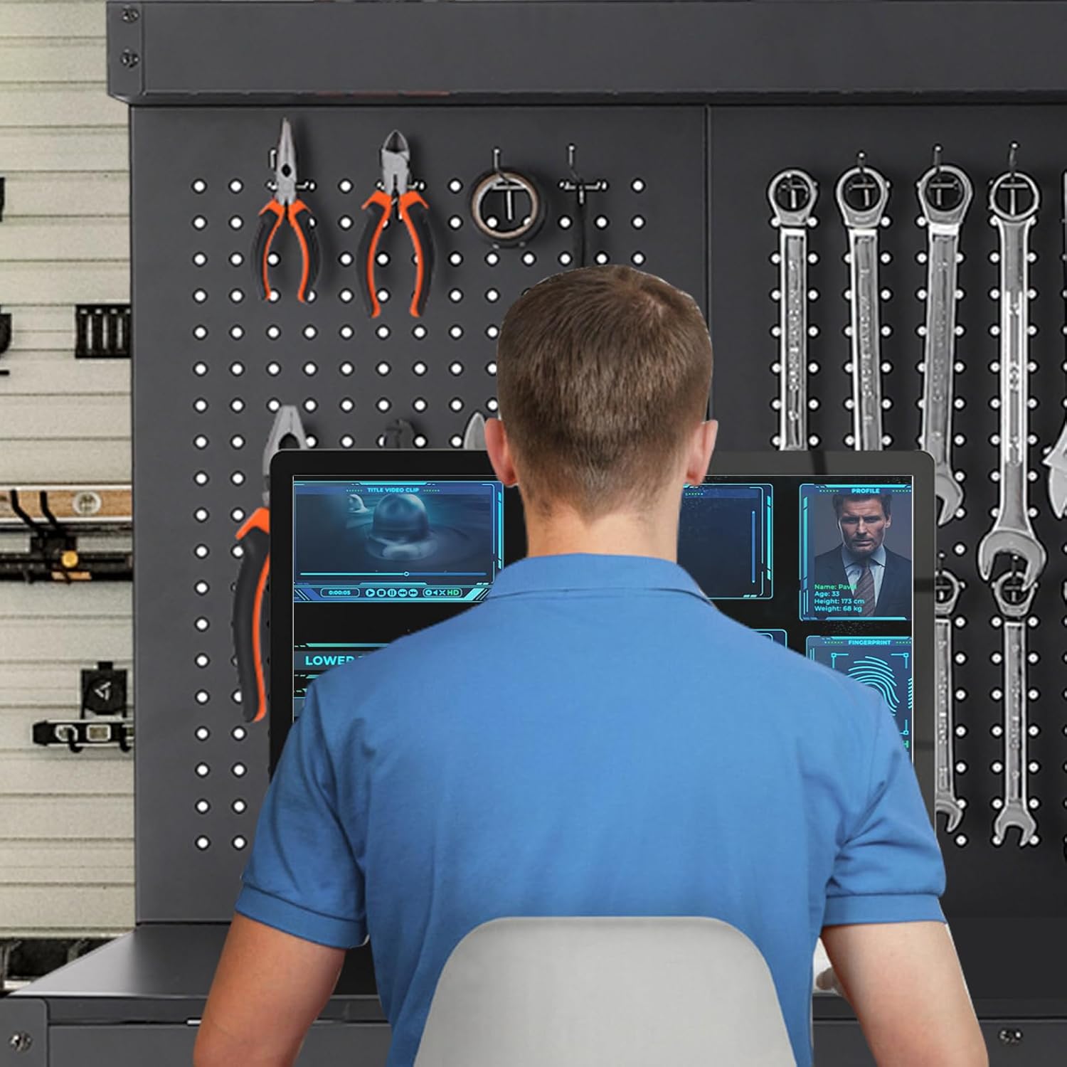 48'' Heavy-Duty 3-Tier Workbench, 1000 LBS Load Capacity, Includes Drawers, Pegboard & Power Outlets, Metal Construction for Garage, Workshop, Home