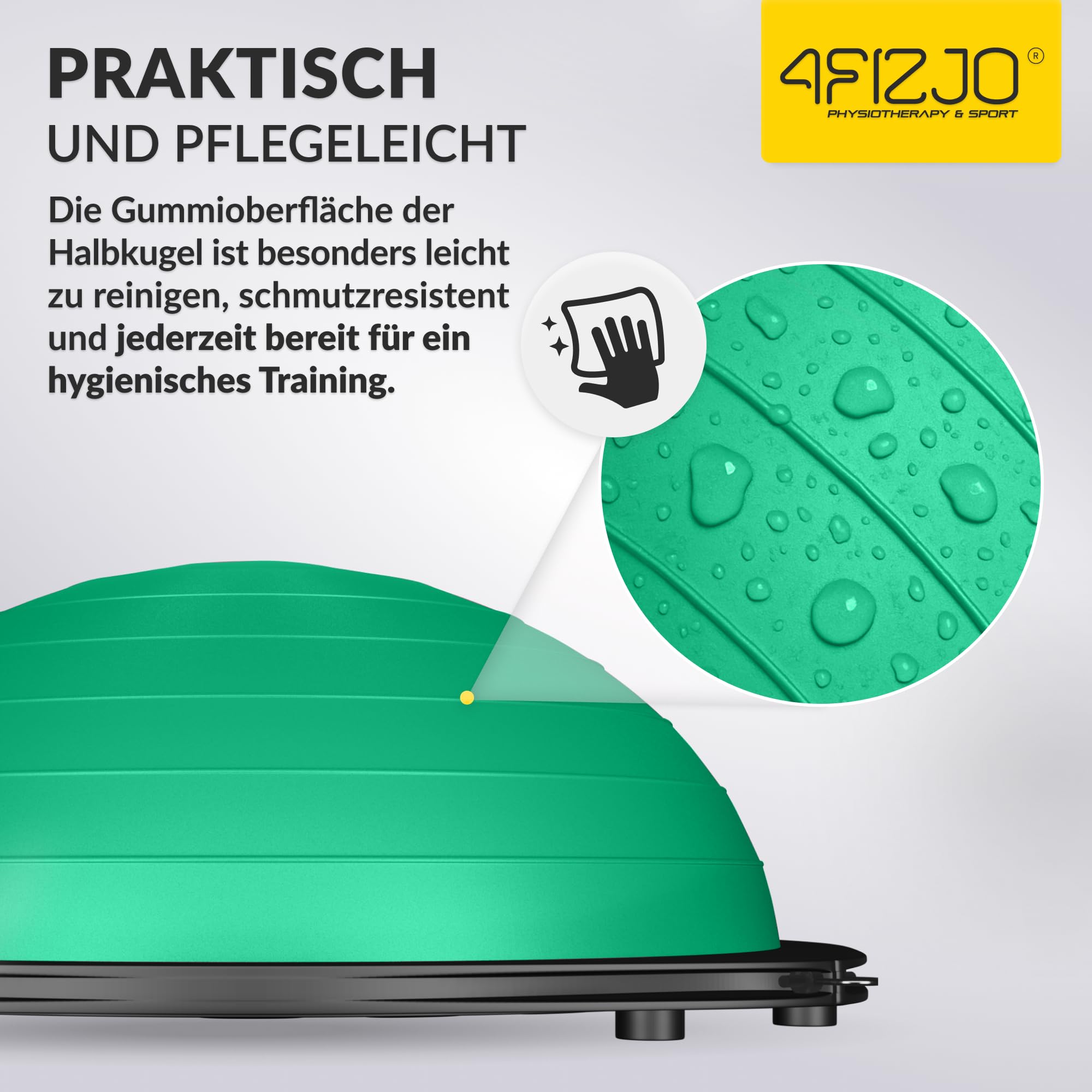 4FIZJO Balance Ball Trainer 60cm Anti-Rutsch, Halbkuge, Gymnastikball für Yoga Fitness, mit Widerstandsbändern, Pumpe, Gleichgewichtstraining, Krafttraining, Fitnessball