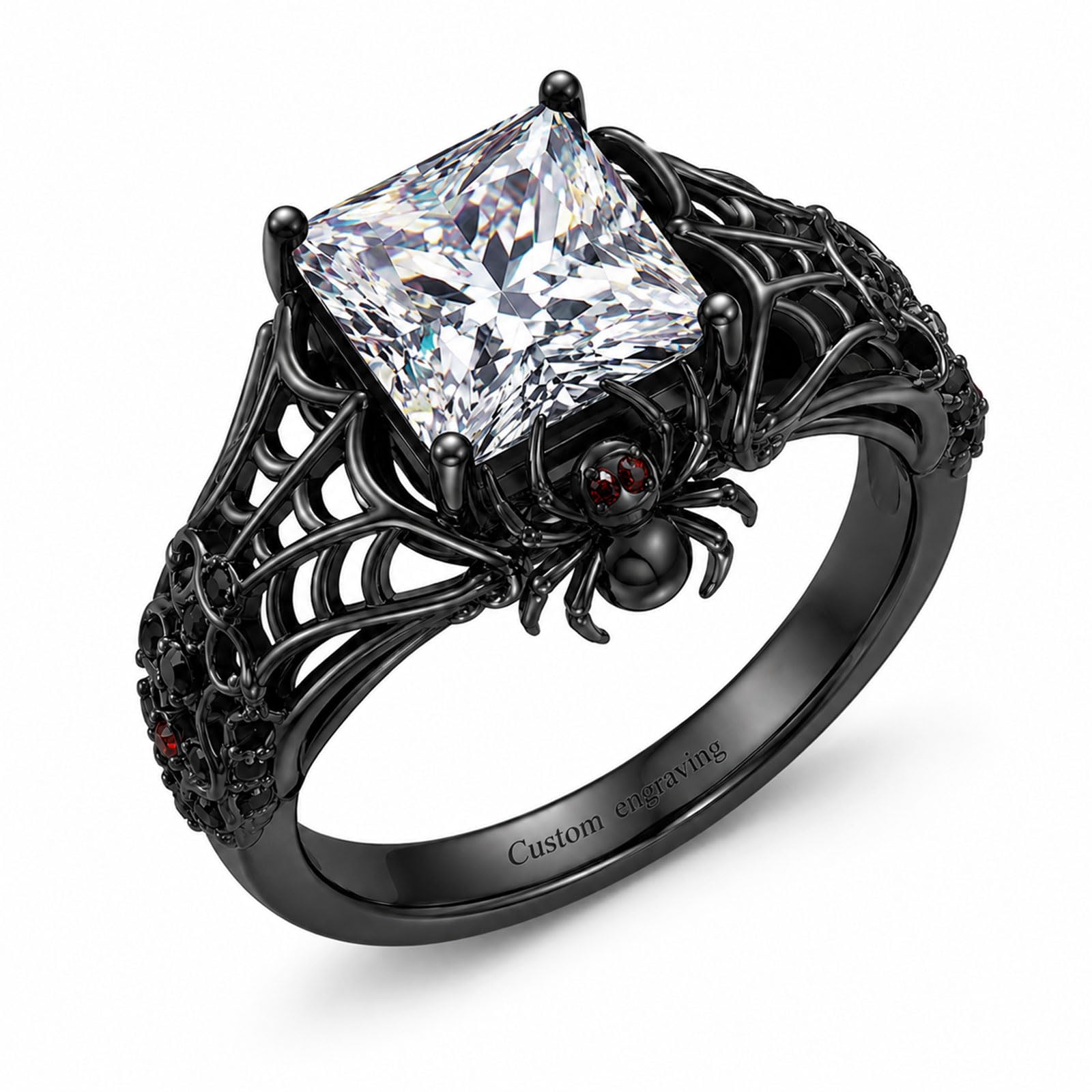 1-4CT Moissanite Engagement Ring Set for Women Gothic Black Gold 925 Sterling Silver 10K…