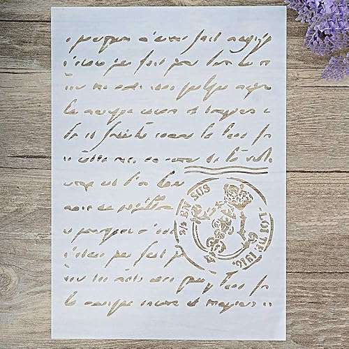 Plantilla decorativa de escritura francesa para pintar en paredes, muebles y manualidades (tamaño A3)