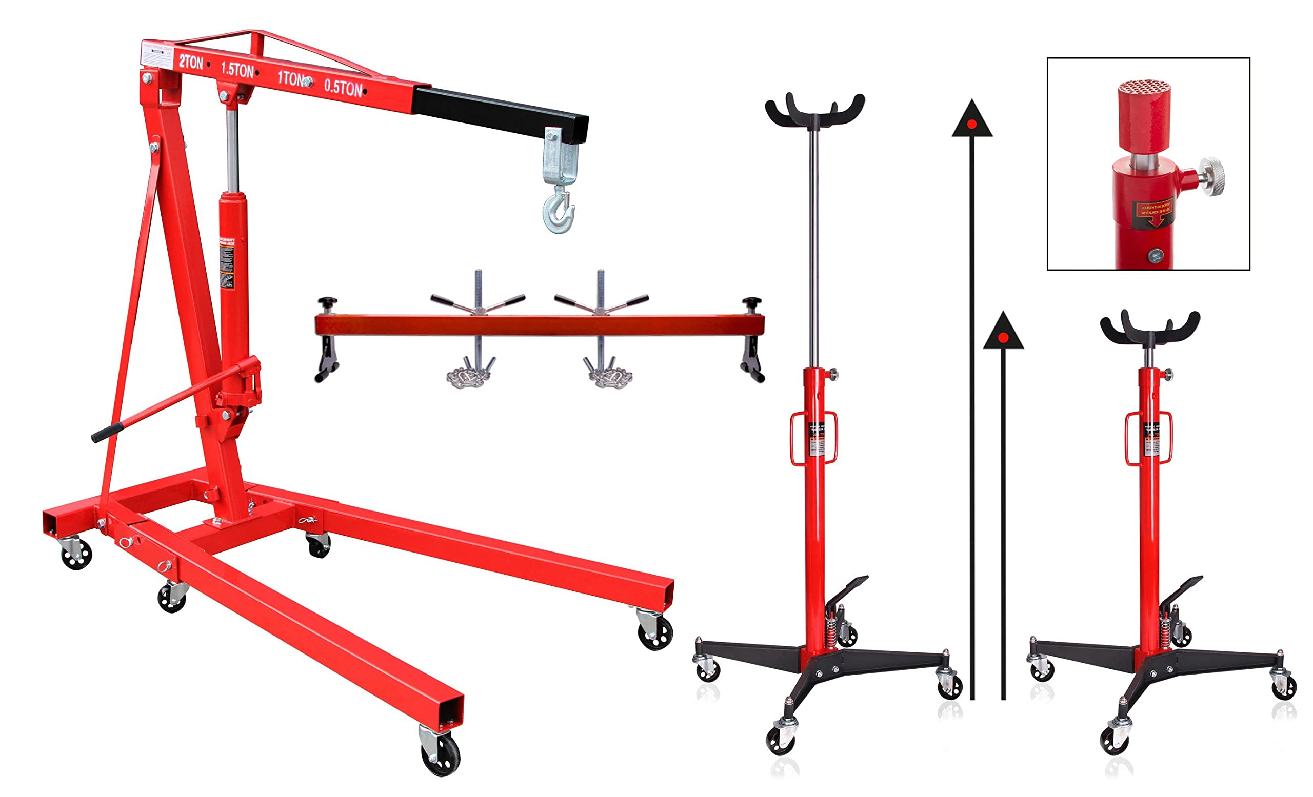 otgerlensker products Motorkran 2000 kg 2 t + Getriebeheber 500 KG mit Adapter + Motorträger 500 KG