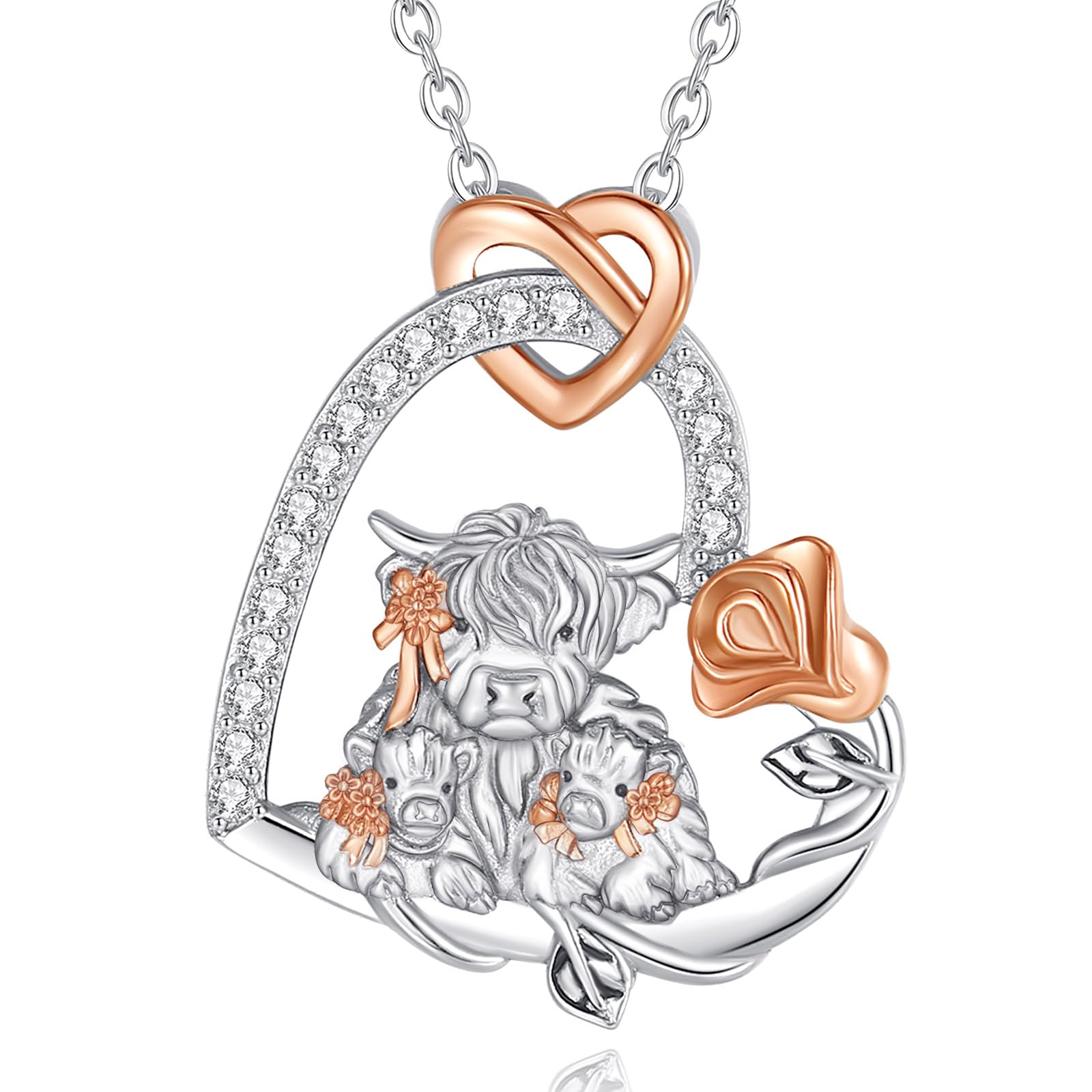 EUDORA Harmony Ball S925 Sterling Silver Animal Mama and Child Necklace for Women, Anumal Mother Neklace Jewelry Mother's Day Gift for Mom Wife, 18"