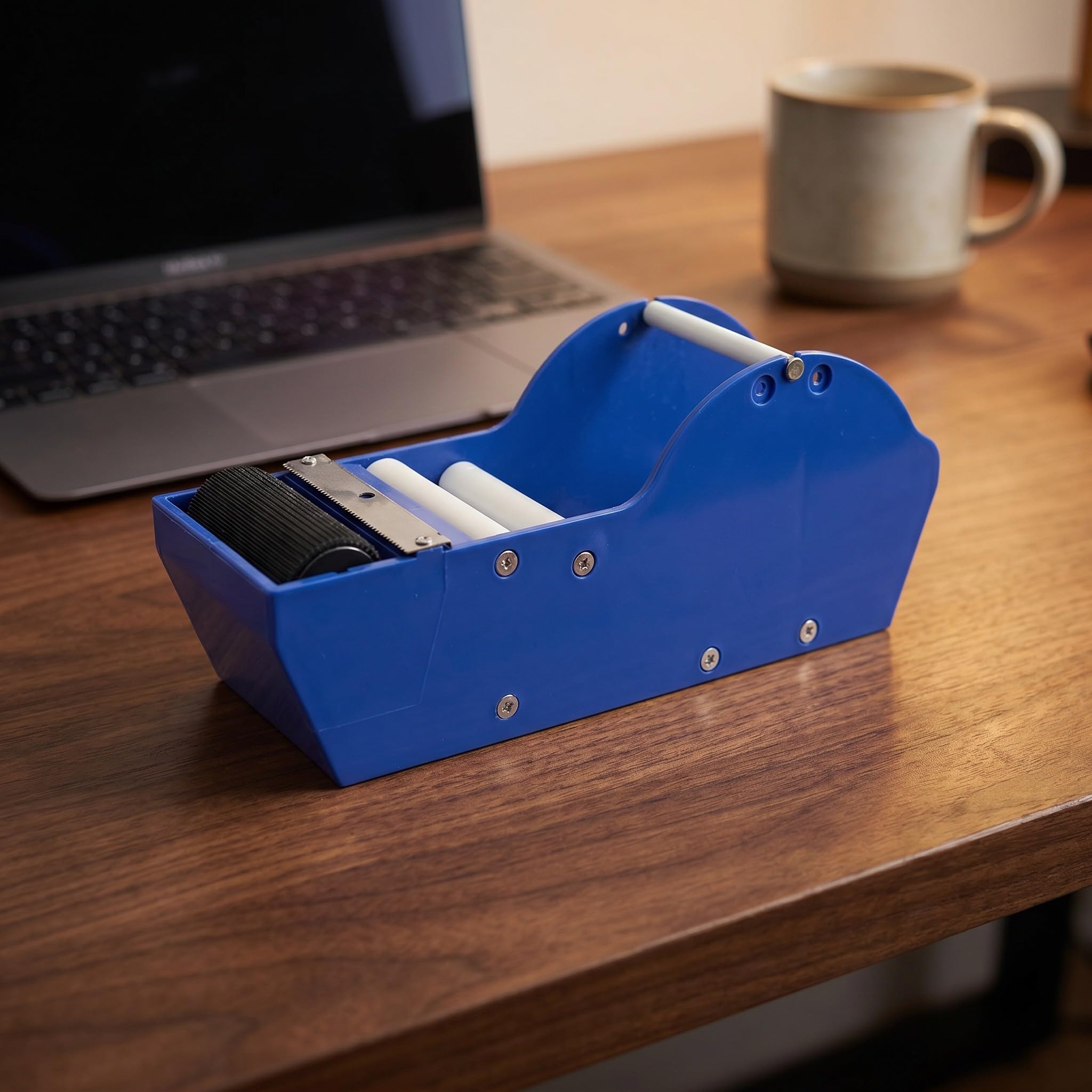 Gatuida Distributore Plastica e Nastro di Adesivo Tavolo Portatile da Blu Capacità di Larghezza Regolabile per Magazzini Centri Logistici