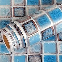 Vista 12 de Livelynine Papel tapiz impermeable de 15.8 x 197 pulgadas para baño, azulejos de vinilo para paredes, azulejos de protección contra salpicaduras