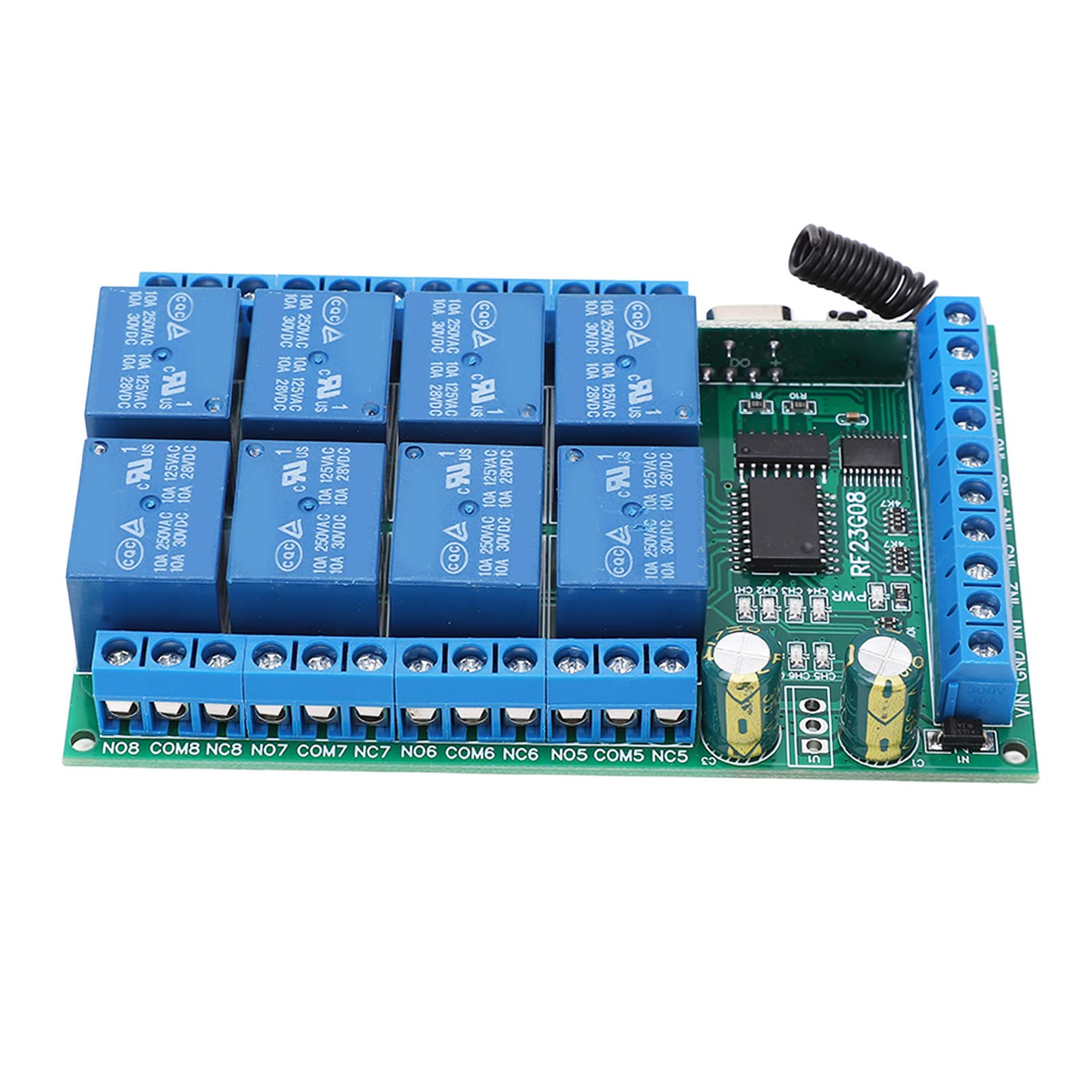 Télécommande à 8 Canaux, 8 Canaux 433,92 MHz, Encodage Fixe Multifonctionnel, Module de Télécommande de 100 Mètres, Commutateurs de Sortie (12V)