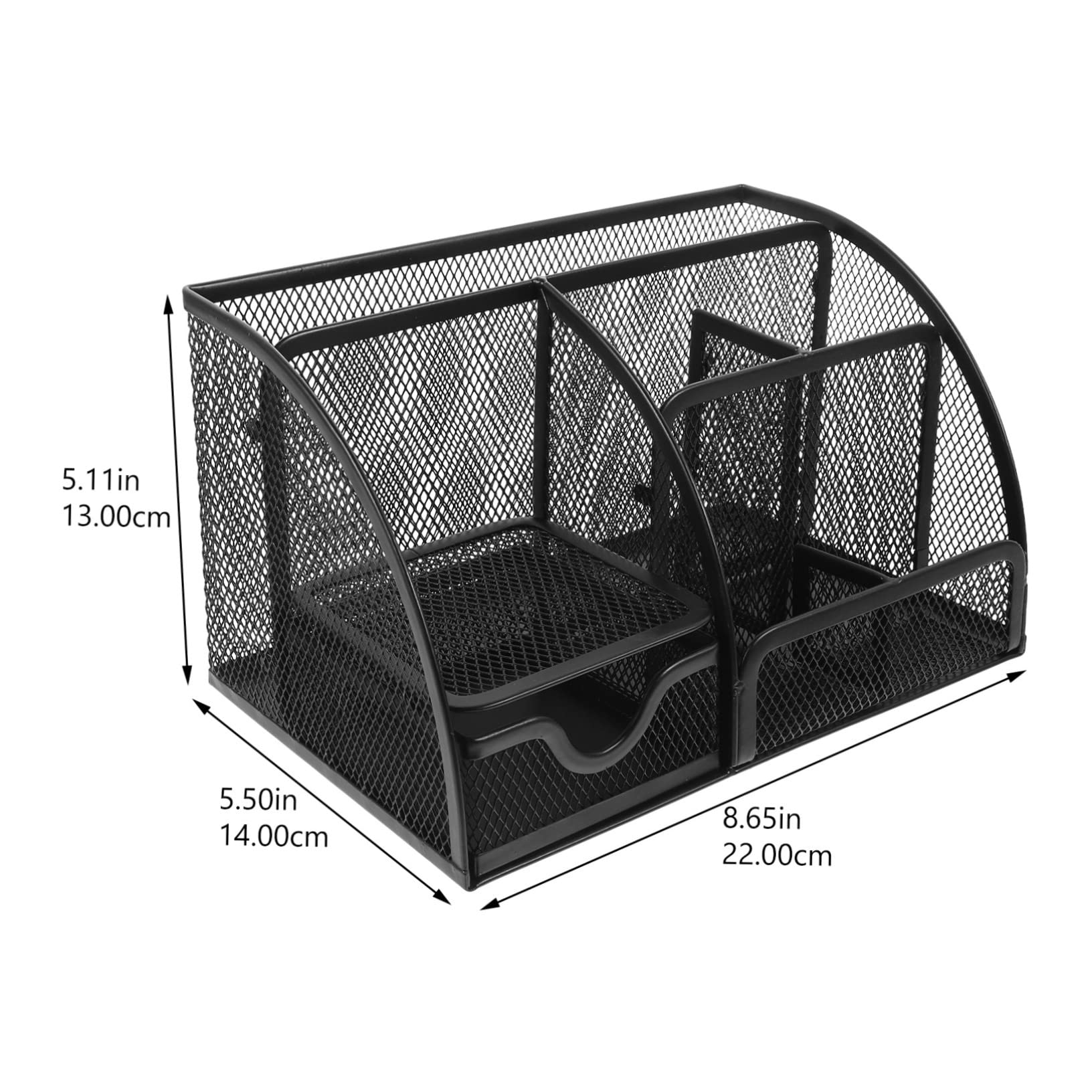 OSALADI Schreibtisch Stiftehalter mit Schublade, Eisen, Schwarz