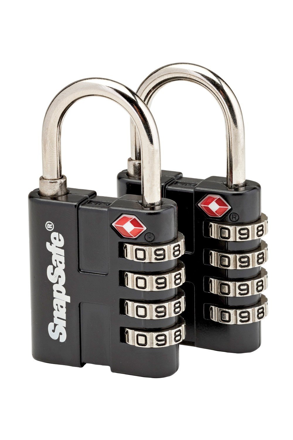 SnapSafeTSA Approved PadLocks 2 Pack, 76020 - All Metal 4 Digit Combination Locks with a Thick Shackle, Inspection Indicator, & Easy to Read Dials-Travel Lock for Hard Case Luggage/Gun Case/Backpacks