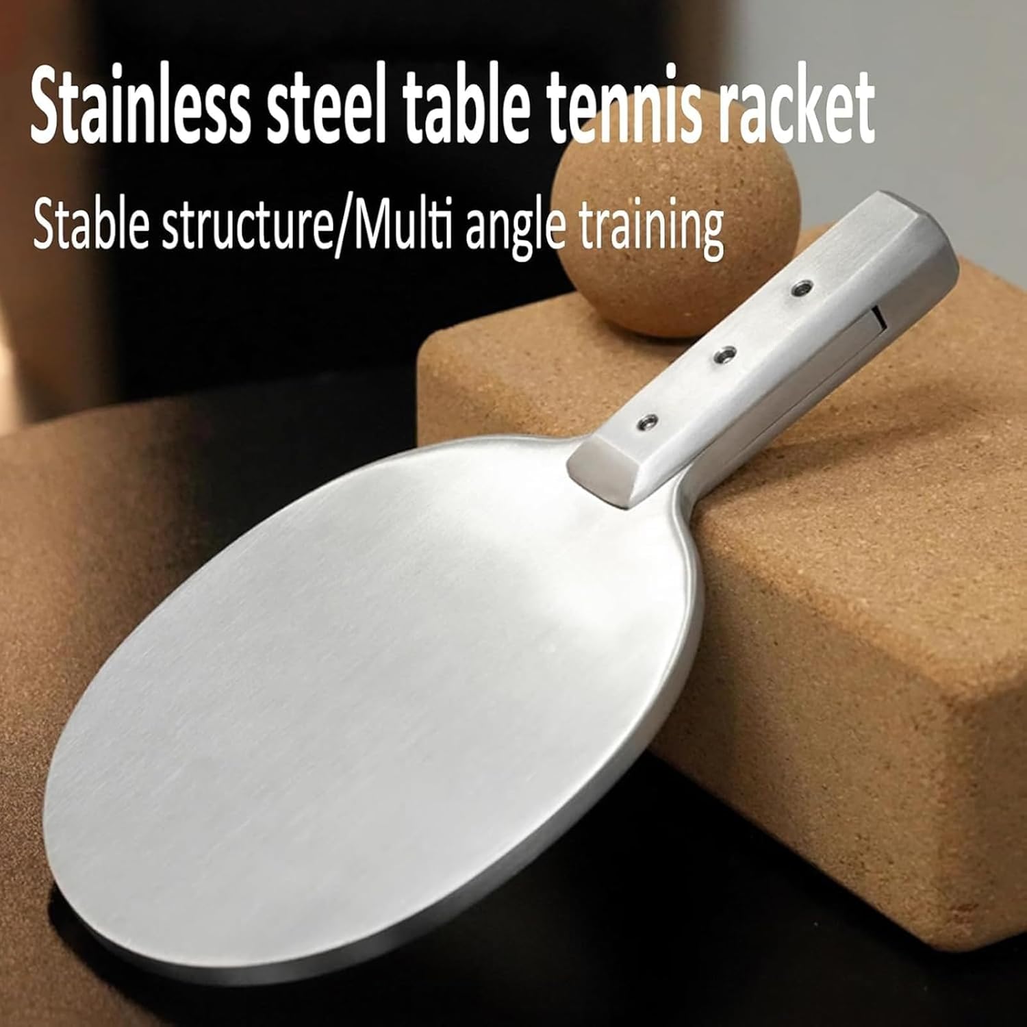 Stainless Steel Table Tennis Paddle, 1.6kg Weighted Training Racket, with Ergonomic Comfort Grip, for Strength Training, Fitness Practice Amateur and Professional Table Tennis Players