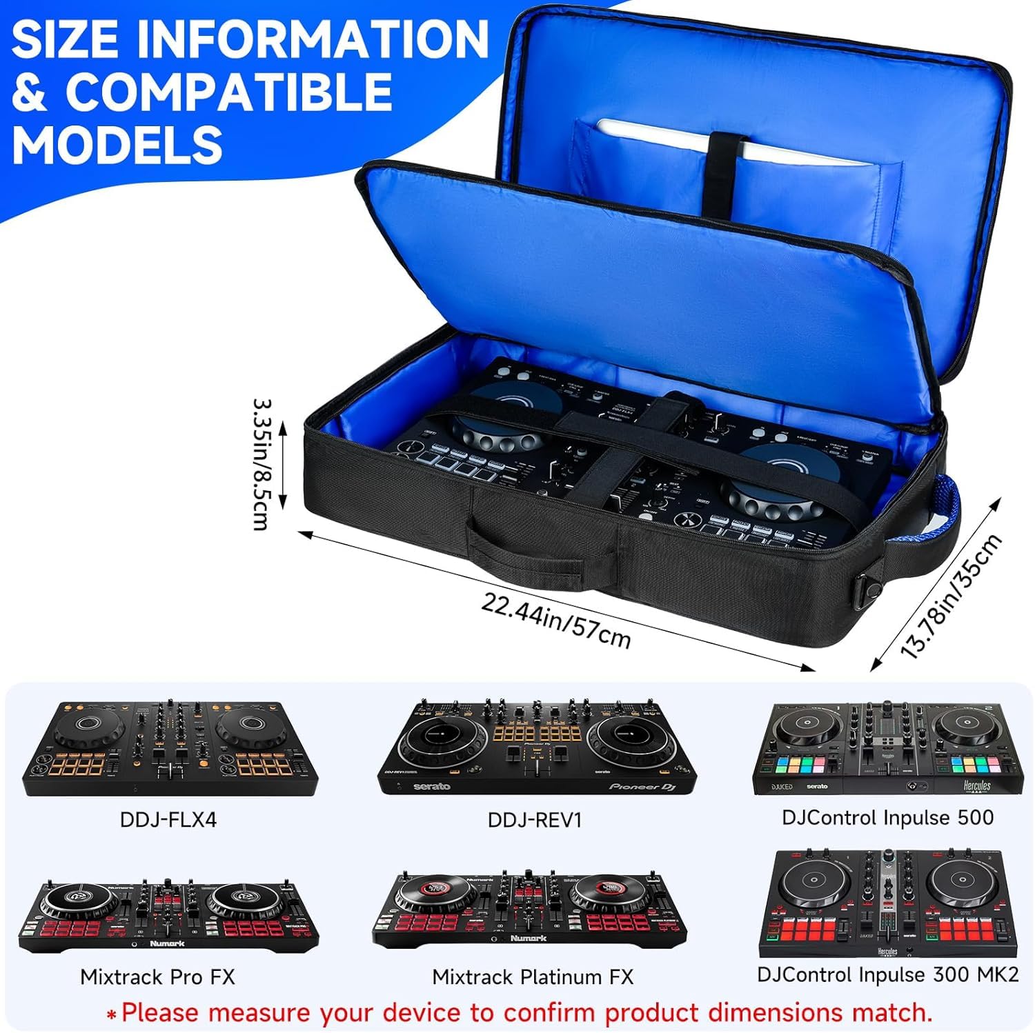 Funda universal para controlador de DJ, compatible con DDJ-FLX4/REV1/SB3/400, se adapta a portátiles de 16 pulgadas, bolsillos para micrófono y auriculares, resistente al agua, color negro