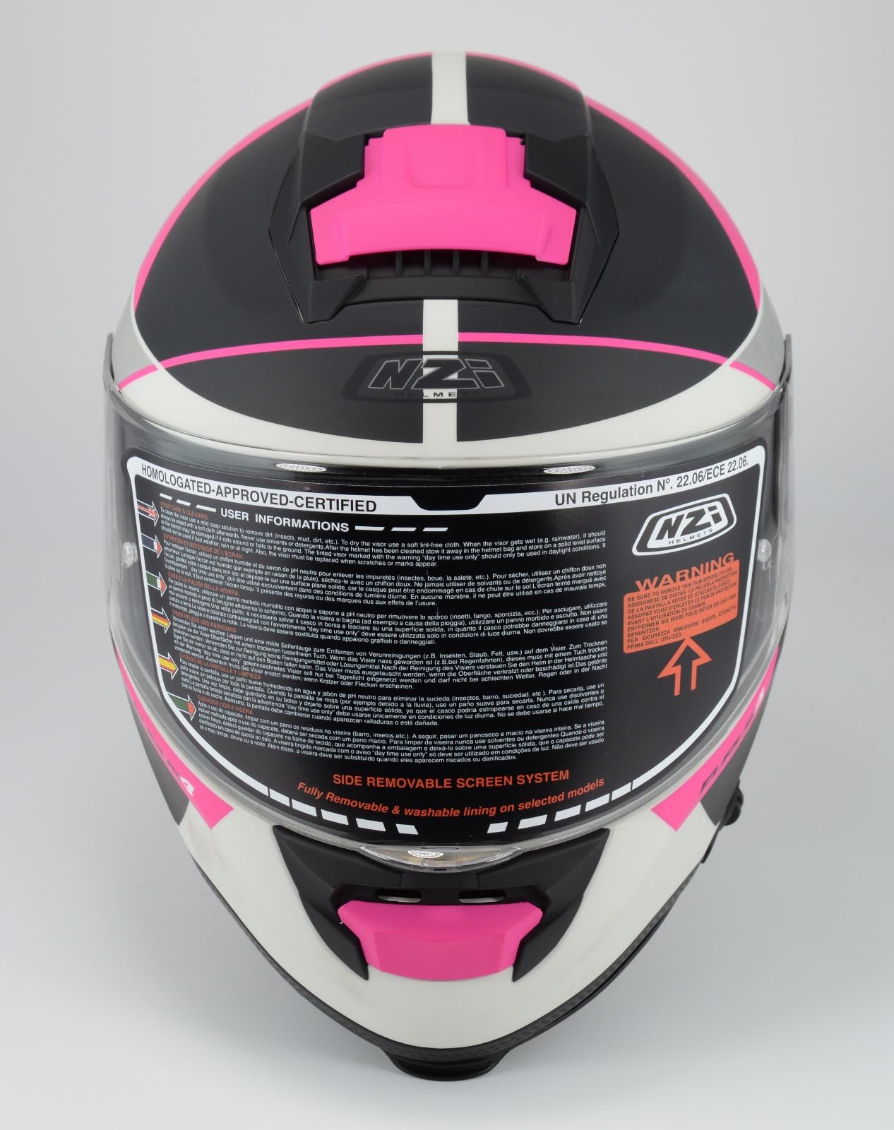 MC Casco NZI Integral para Moto Eurus 4 Vanguard Rosa Blanco Mate HOMOLOGACION 22.06 Talla S