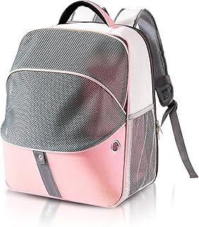 PETCUTE Marsupio Cane Borsa Trasportino per Cani 15 kg Traspirante Zaino da Trasporto Regolabile per Gatto Cane Viaggio Rosa
