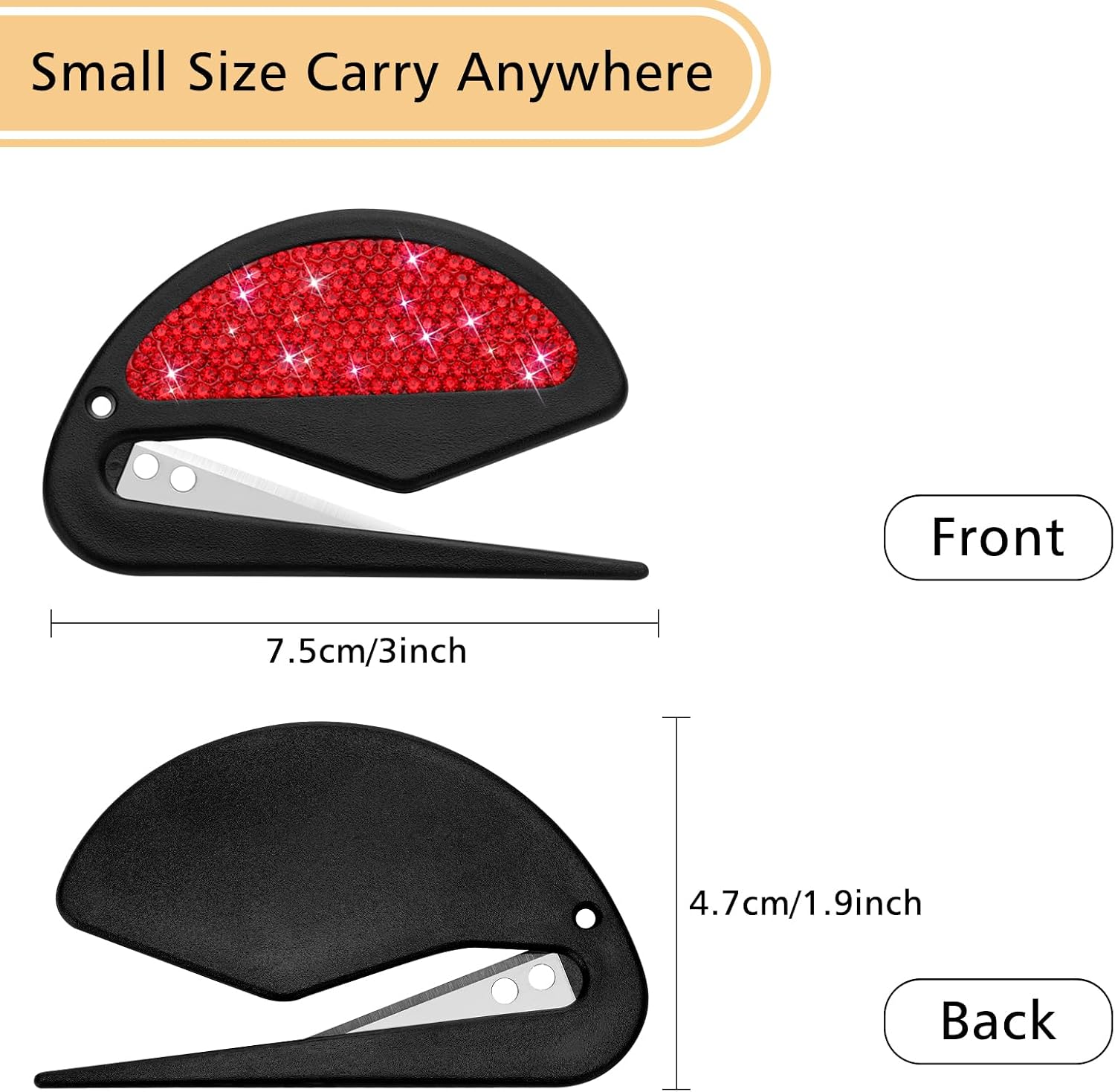 Soleebee 3 Pack Letter Opener Envelope Slitter, Bling Crystal Envelope Openers, Mail Opener, Package Opener, Wrapping Paper Cutter (Red) image 2