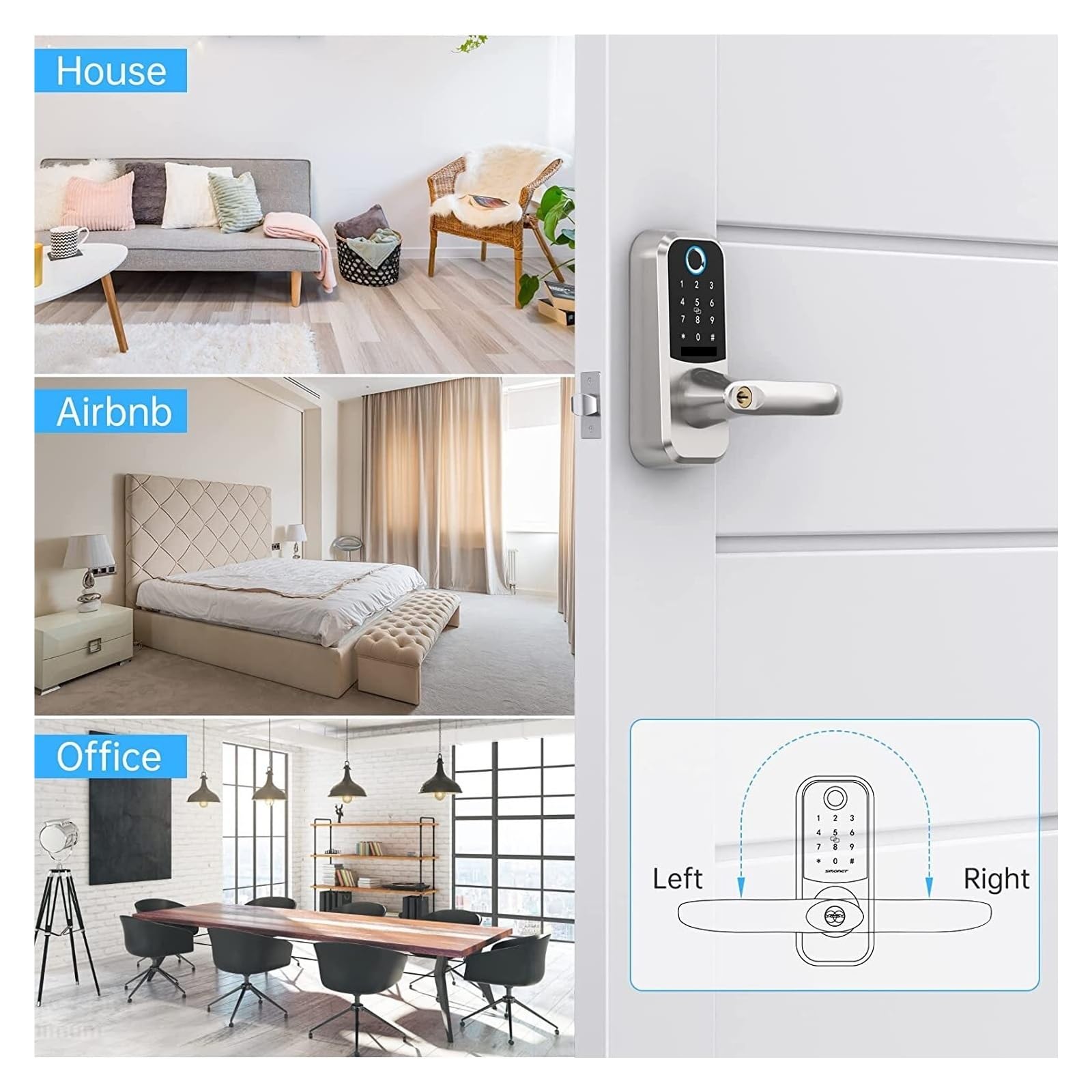 Smart lock, fingerprint lock. Electronic Smart Door Lock Biometric Fingerprint Keyless Front Deadbolt Locks Wifi Remote Unlock Password Home IC Card