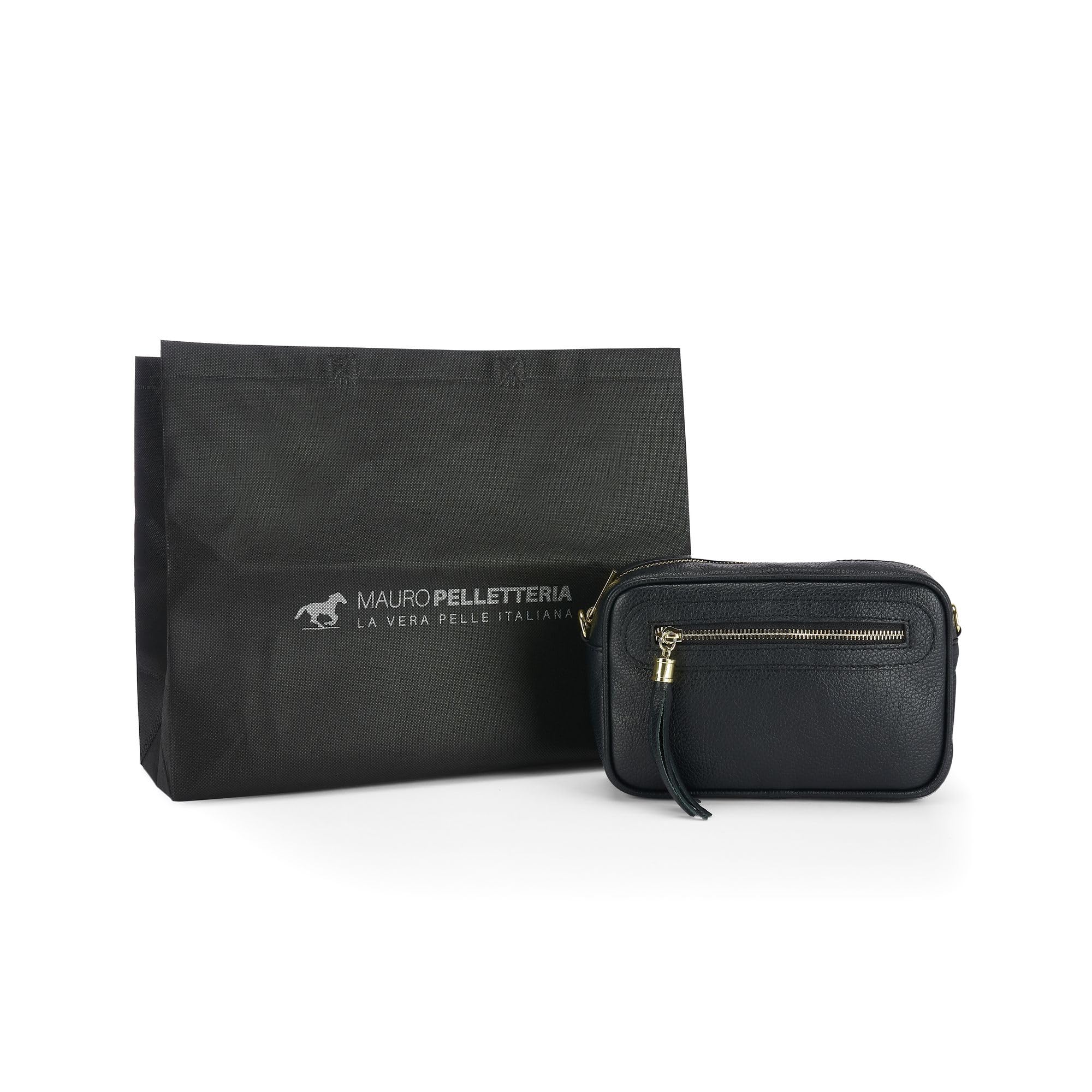 Mauro Pelletteria Borsa Donna Tracolla Piccola Vera Pelle Made in Italy – Modello Joy – Borsa a Tracolla Elegante con Cerniera e Tracolla Regolabile – Idea Regalo Donna