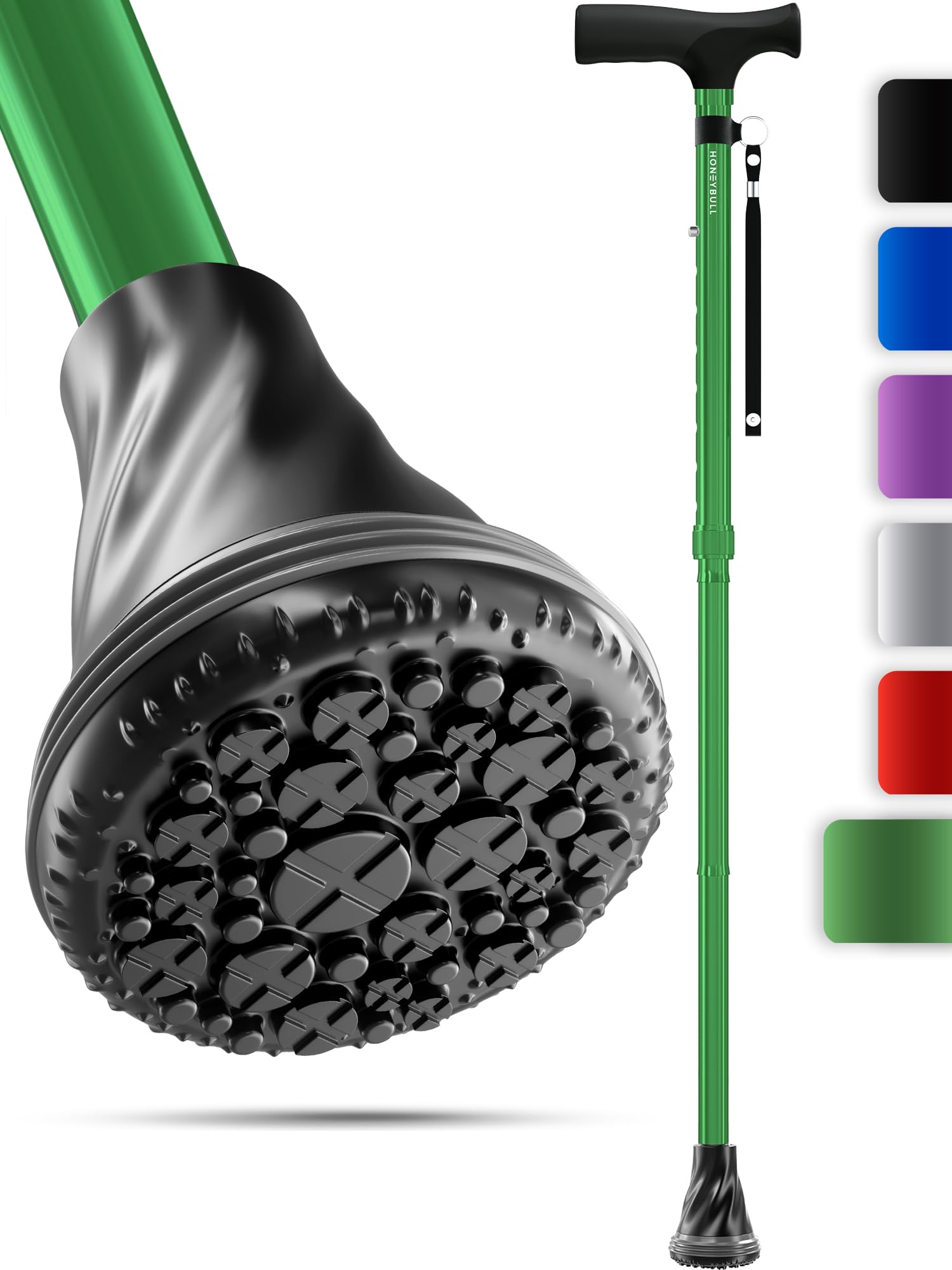 HONEYBULL Walking Cane for Men & Women - Foldable, Adjustable, Collapsible, Bumper Base Tip, Heavy Duty, Walking Sticks for Seniors & Adults