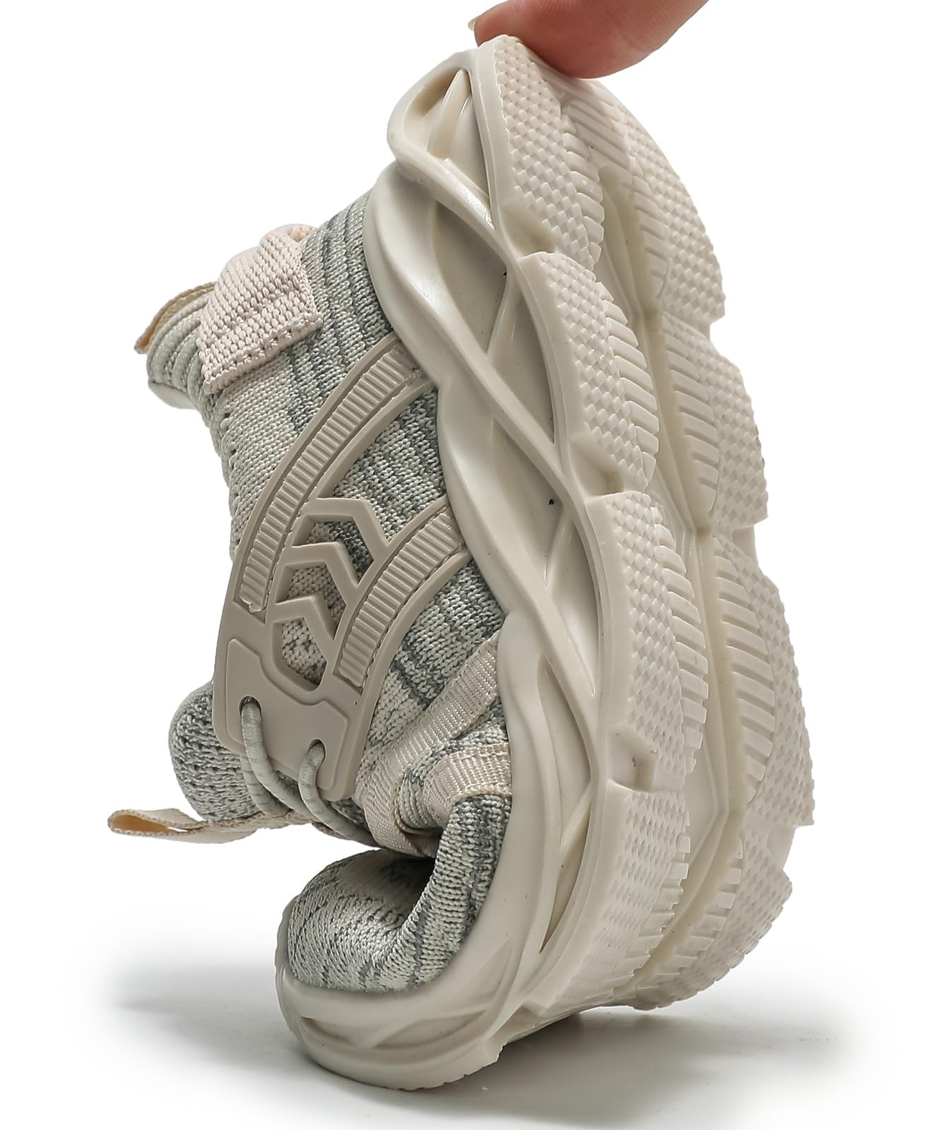 DADAWEN Boys Girls Lightweight Breathable Sneakers Kids Tennis Shoes Athletic Running Shoes for Toddler/Little Kid Beige US Size 12 M Little Kid